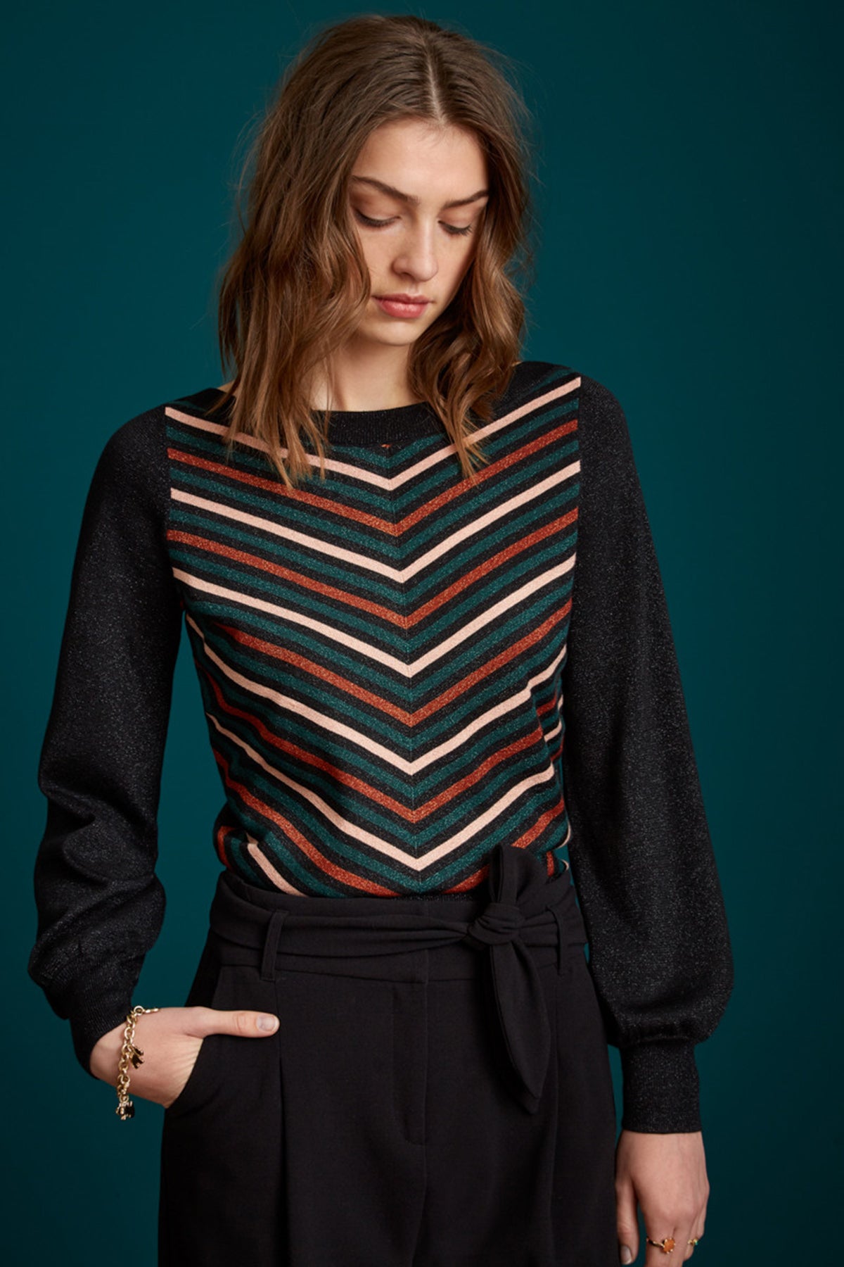 King_Louie_IVII_CABANA_STRIPE_Bellsleeve_GLITZER_Langarm_PULLOVER_Oberteil_killer_kirsche_2hBb16YIr3scL6