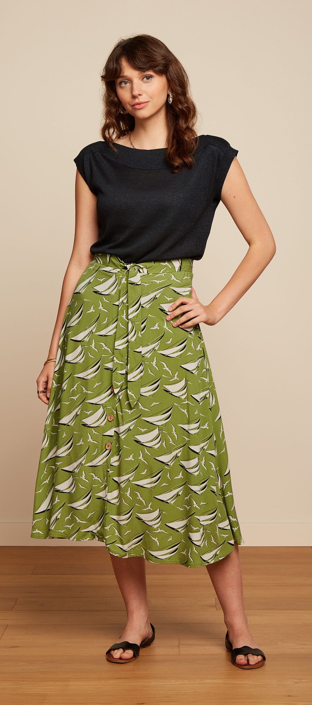 King_Louie_JUDY_MIDI_Vintage_Tie_Nautical_Sailor_Ship_Bateau_ALinie_SKIRT_Rock-2