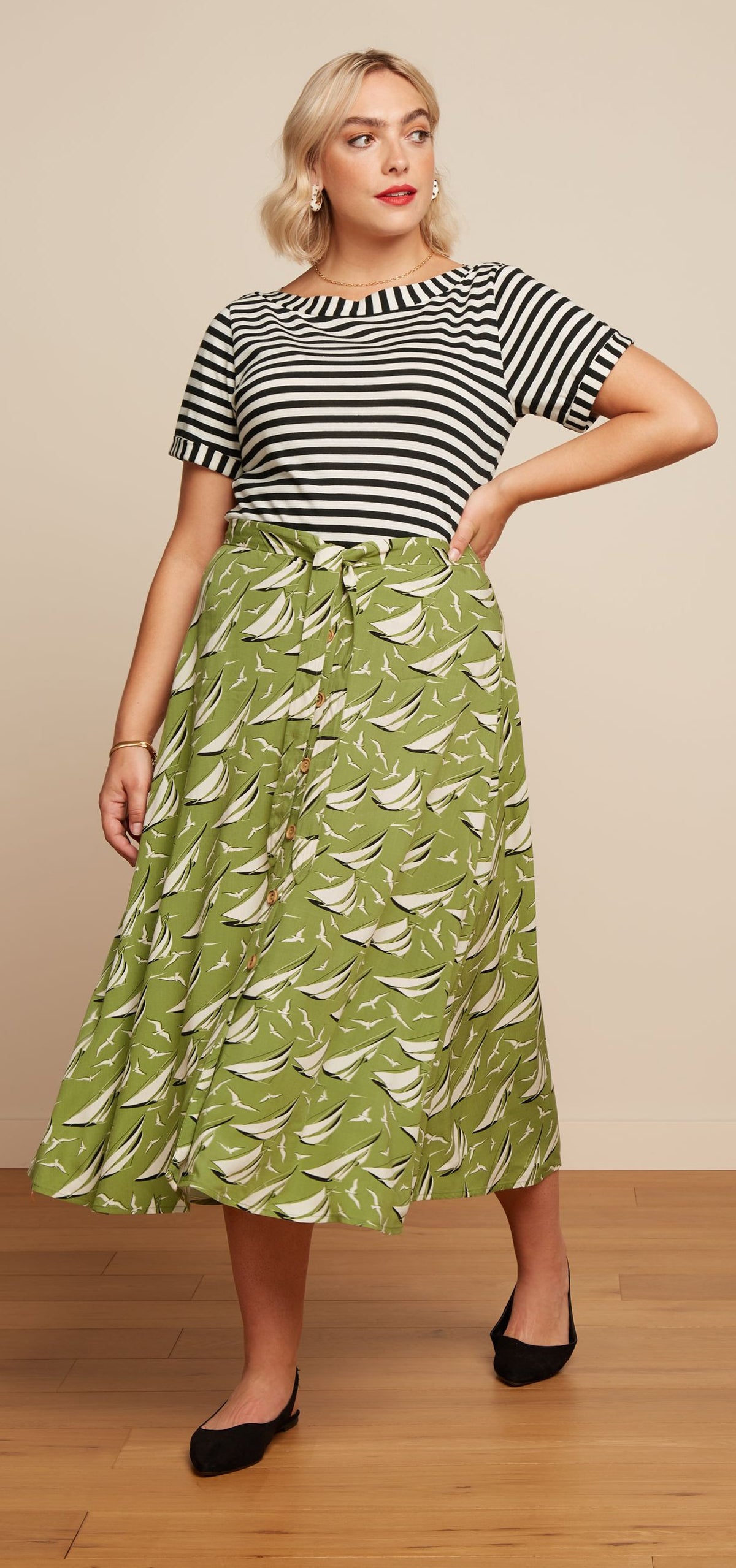 King_Louie_JUDY_MIDI_Vintage_Tie_Nautical_Sailor_Ship_Bateau_ALinie_SKIRT_Rock-5