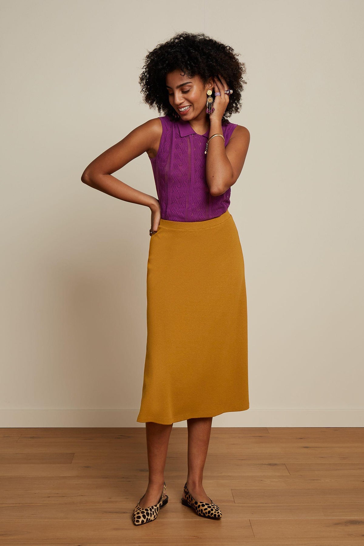 King_Louie_JUNO_MILANO_CREPE_Vintage_BASIC_Plain_A-Linie_SKIRT_Rock_-_Senfgelb_Killer_Kirsche-3uuKgyny7cCe0m