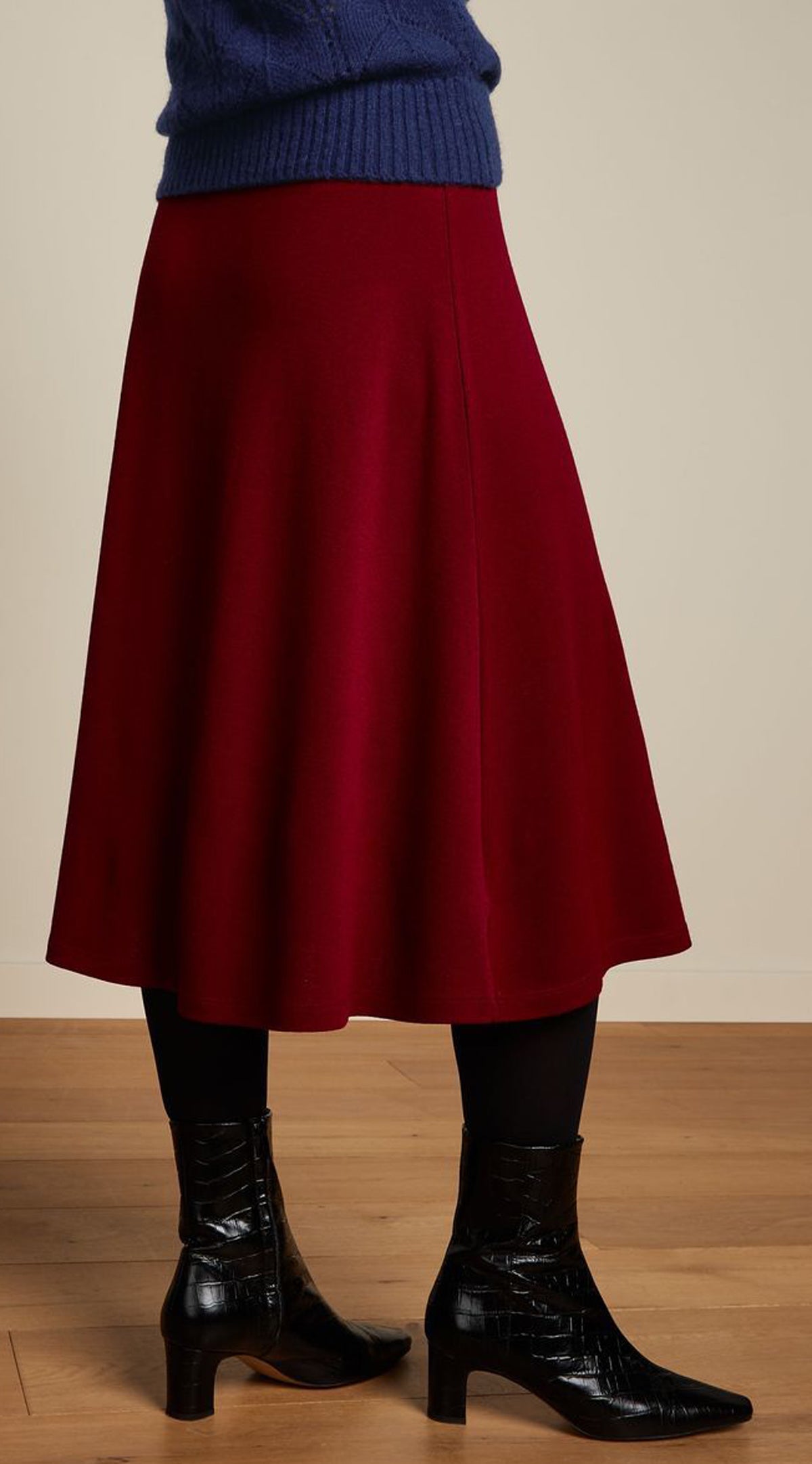 King_Louie_JUNO_MILANO_CREPE_Vintage_BASIC_Plain_ALinie_SKIRT_Rock_Weinrot-2