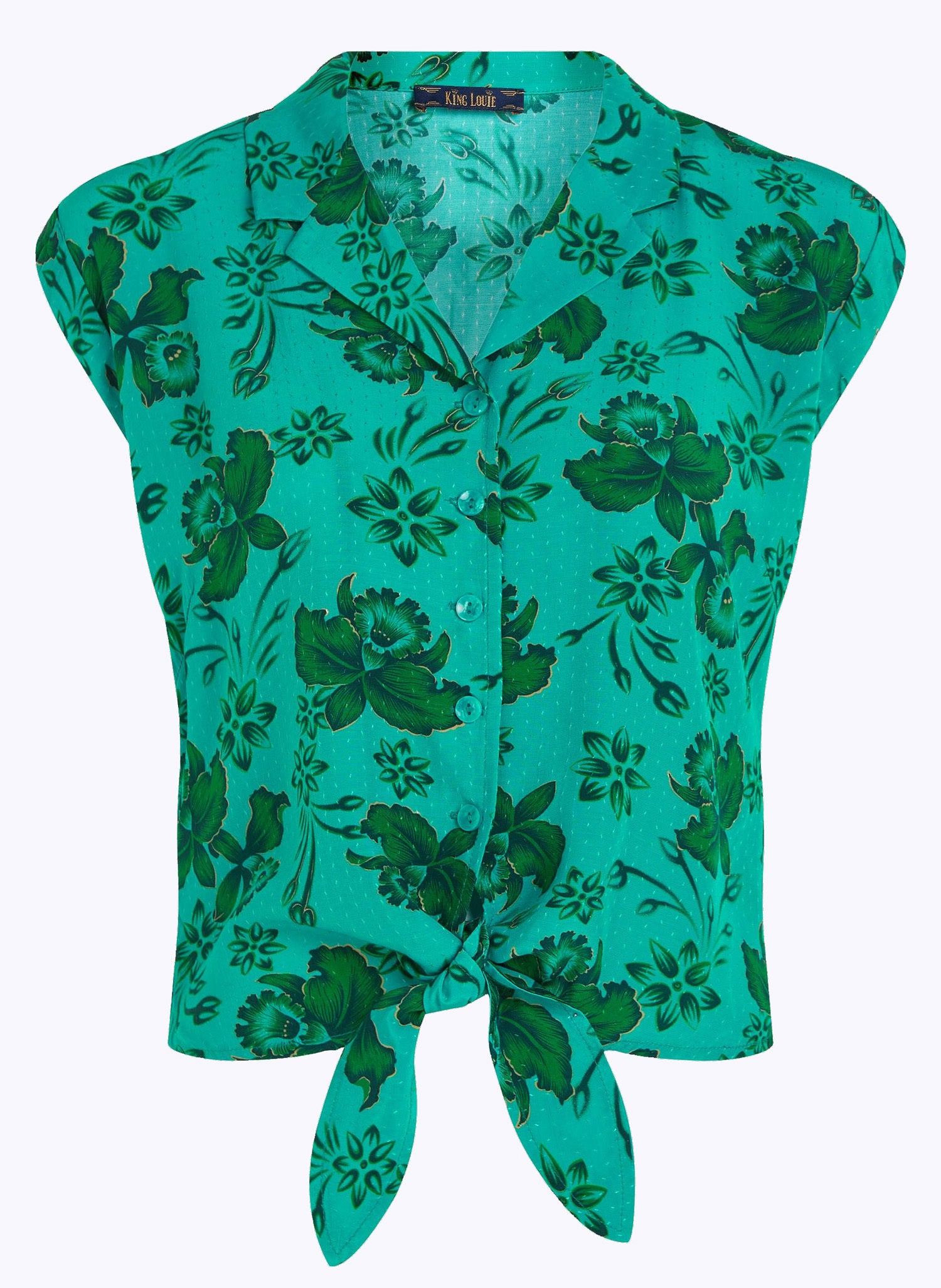 King_Louie_KNOT_BLOUSE_CORALIE_Vintage_Blueten_Kurzarm_Knotenbluse_Oberteil-2