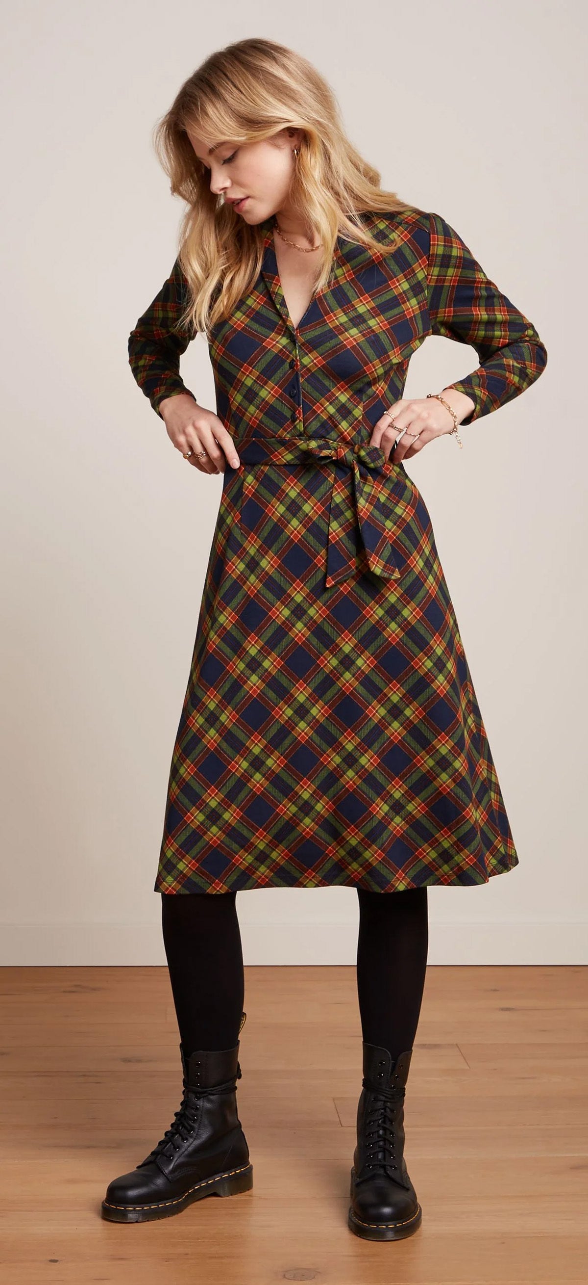 King_Louie_LOLA_BENNET_Vintage_Karo_Tartan_Argyle__A-LINIE_DRESS_Kleid_-_Evening_Blue-1