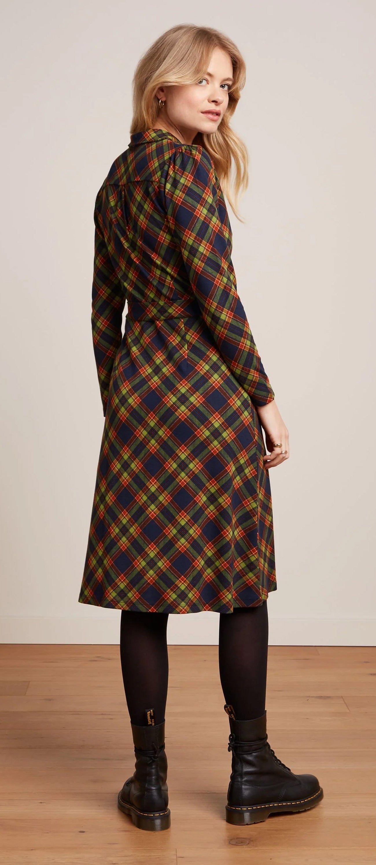 King_Louie_LOLA_BENNET_Vintage_Karo_Tartan_Argyle__A-LINIE_DRESS_Kleid_-_Evening_Blue-3