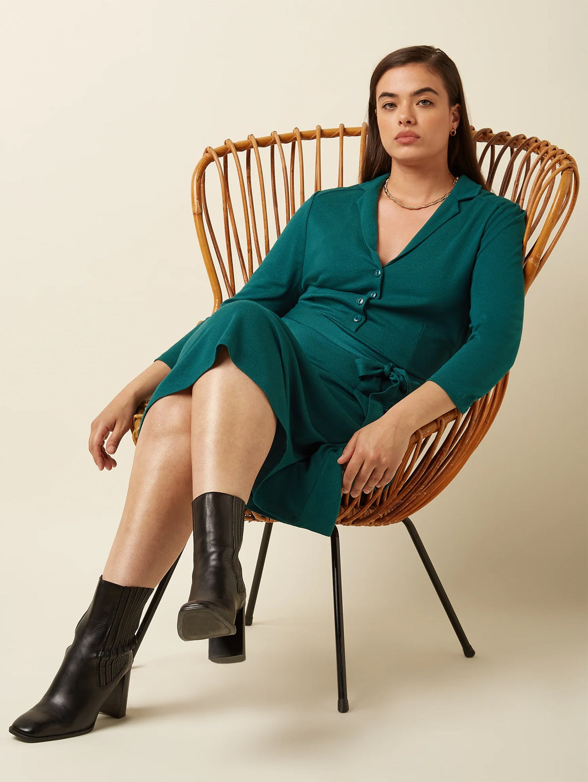 King_Louie_LOLA_MILANO_Vintage_Crepe_Classic_Retro_A-LINIE_DRESS_Kleid_-_Spruced_Green-1