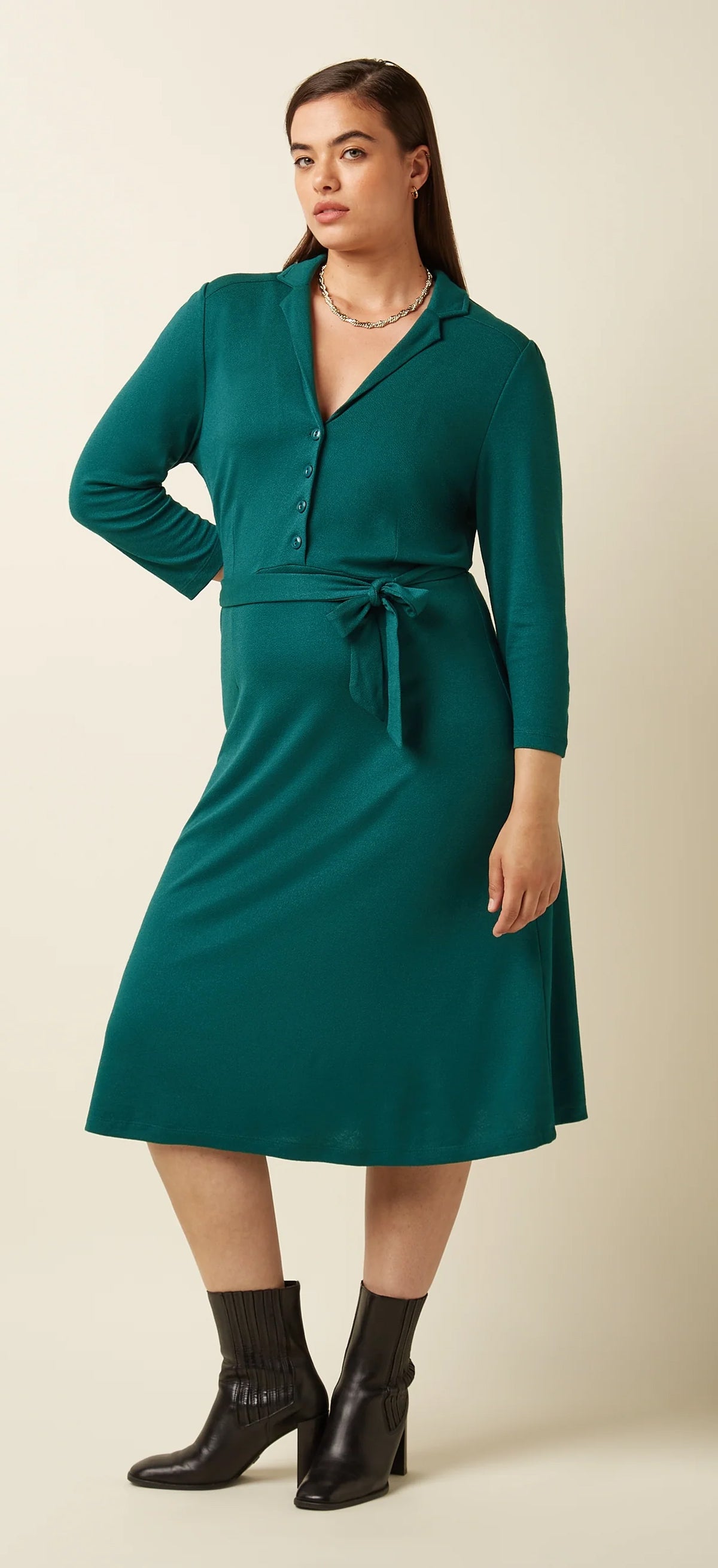King_Louie_LOLA_MILANO_Vintage_Crepe_Classic_Retro_A-LINIE_DRESS_Kleid_-_Spruced_Green-2