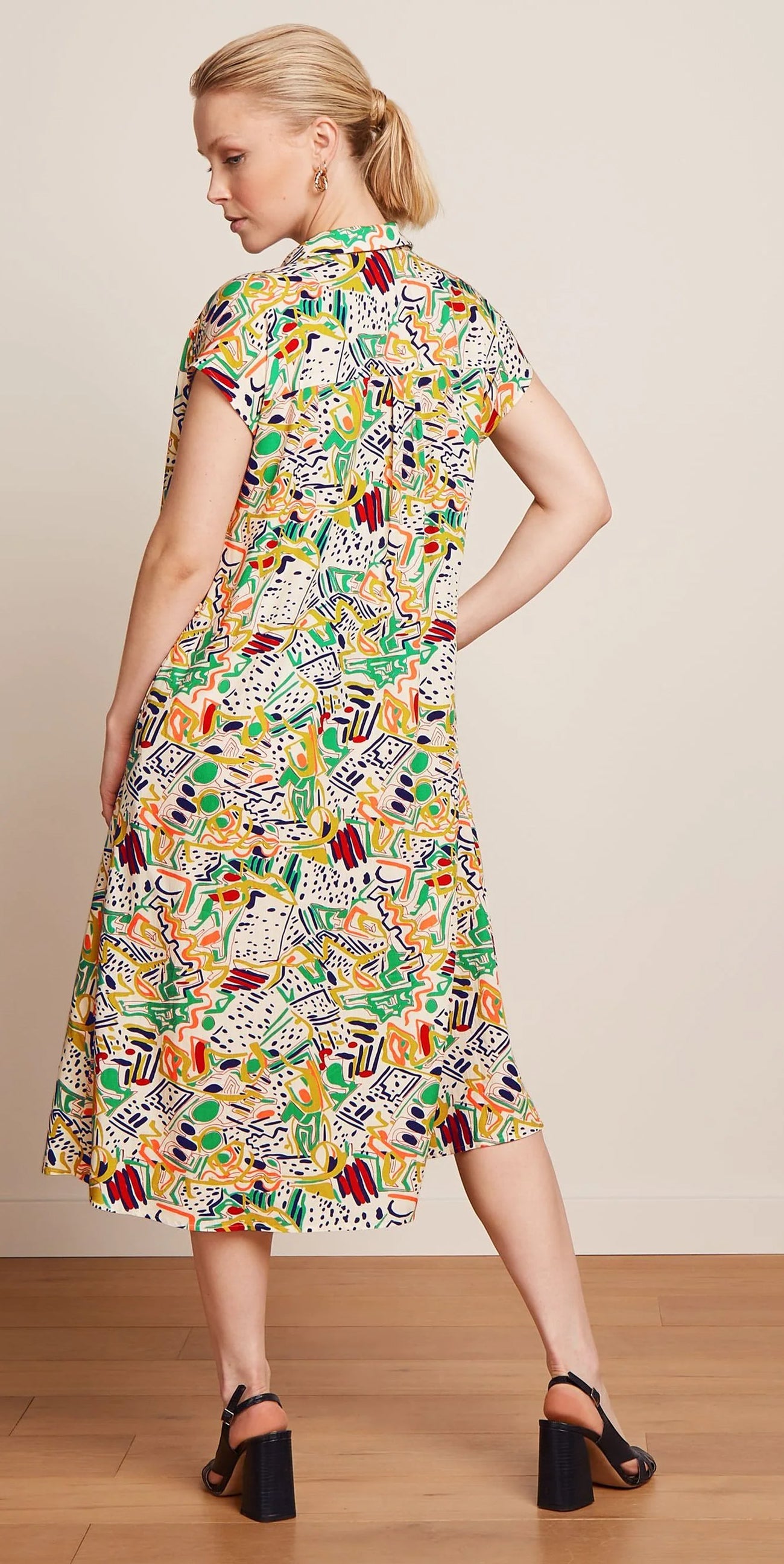 King_Louie_MARIA_MARLEY_Vintage_Geometrical_Abstract_Kurzarm_A-LINIE_DRESS_Kleid_-_Cremefarben-3