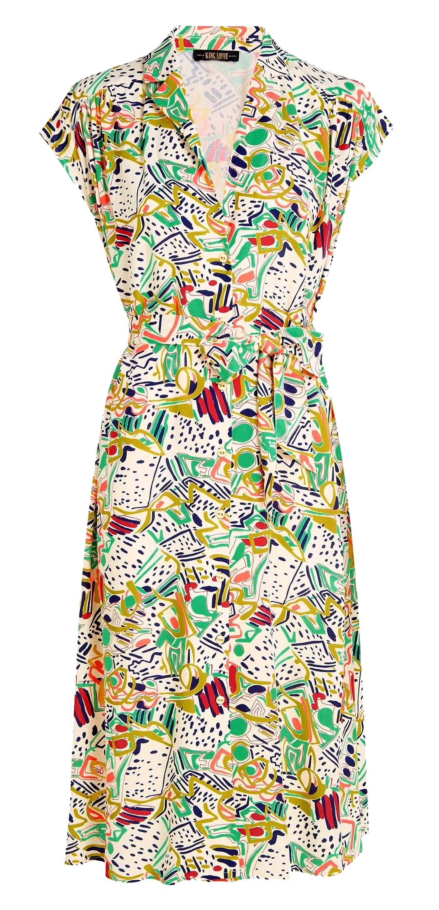 King_Louie_MARIA_MARLEY_Vintage_Geometrical_Abstract_Kurzarm_A-LINIE_DRESS_Kleid_-_Cremefarben-4
