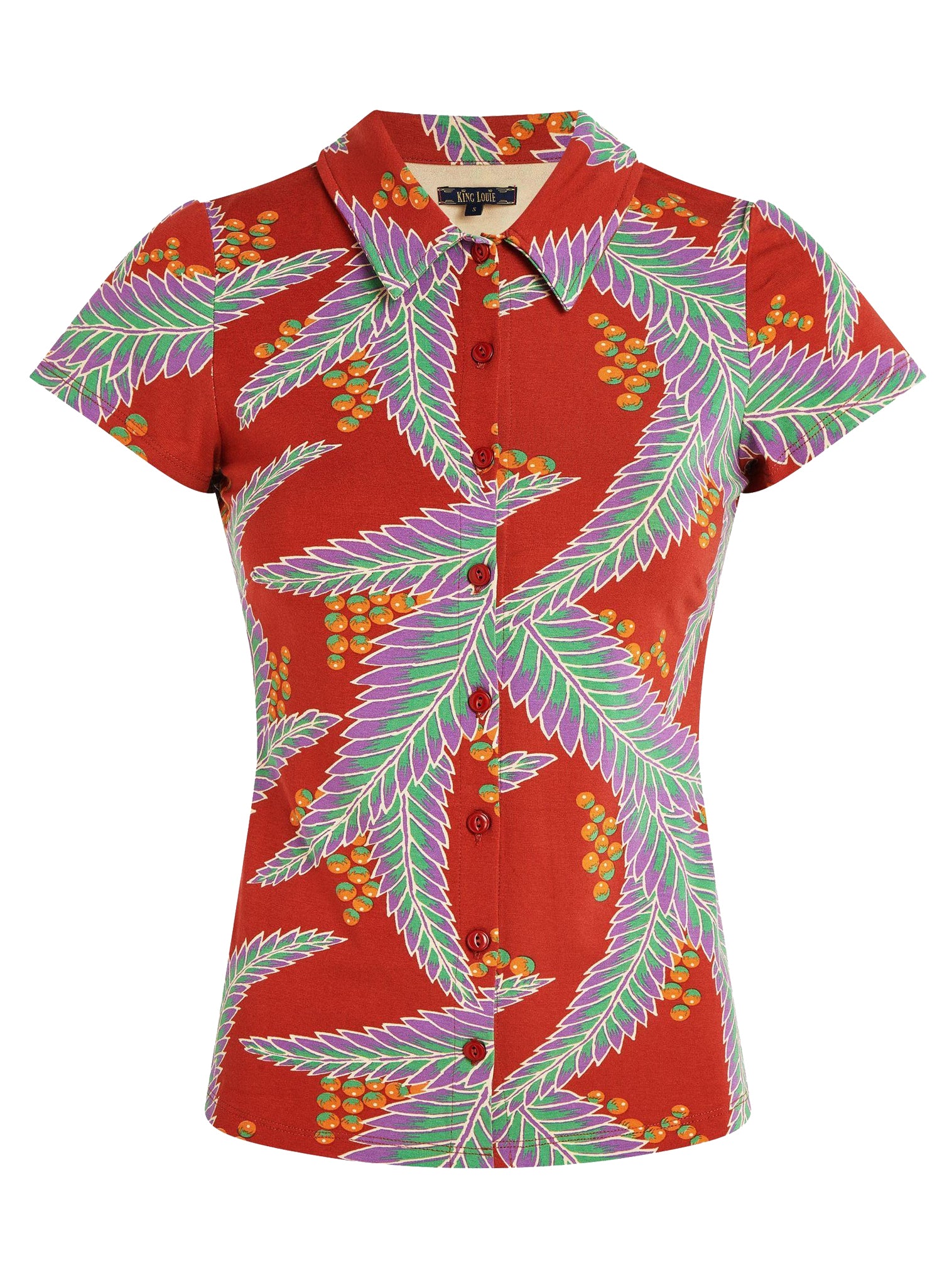 King_Louie_MONSERRAT_FERN_Retro_FLORAL_Kurzarm_VNeck_BLUSE_Blouse_Oberteil7pondZYQmeVjs