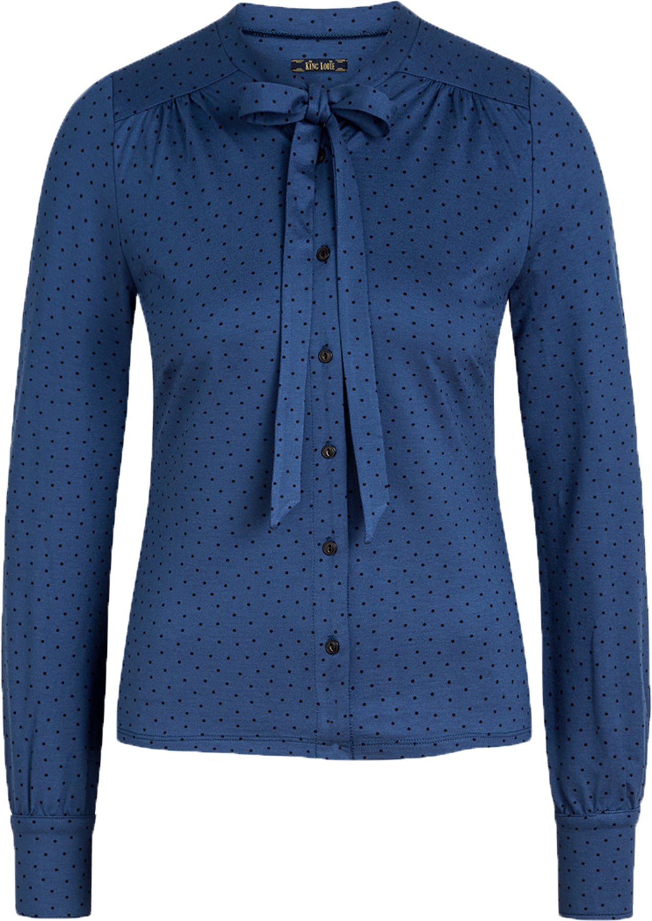 King_Louie_OLIVIA_Little_POLKA_DOTS_Punkte_50s_Langarm_BLOUSE_Schluppenbluse_Killer_Kirsche-1