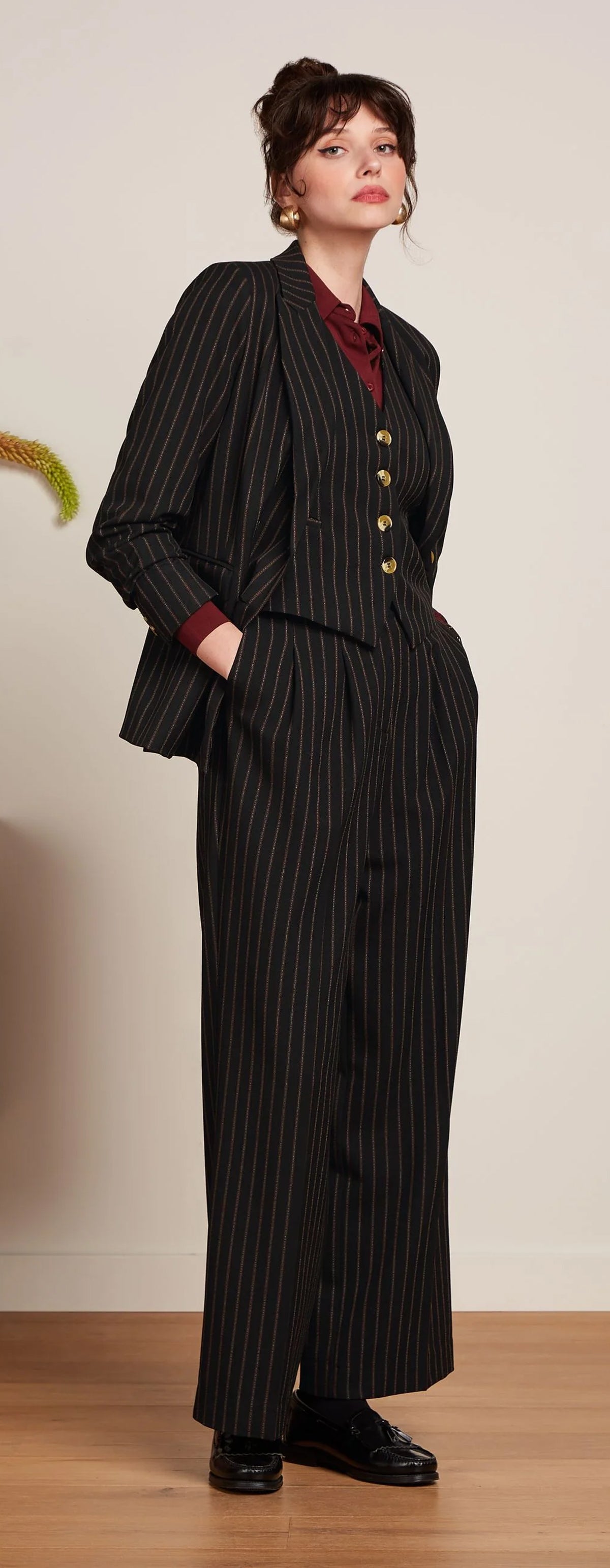 King_Louie_PEGGY_PANTS_Vintage_ZIGGY_STRIPE_Nadelstreifen_Hose_-_Schwarz-2