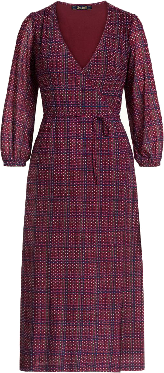 King_Louie_RIKA_Mini_Polka_Dot_KARO_Check_V-Neck_WICKELKLEID_Wrap_Dress-1