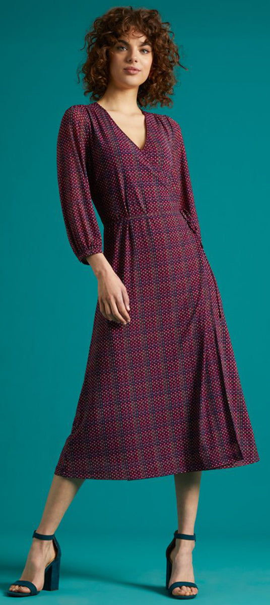 King_Louie_RIKA_Mini_Polka_Dot_KARO_Check_V-Neck_WICKELKLEID_Wrap_Dress-2