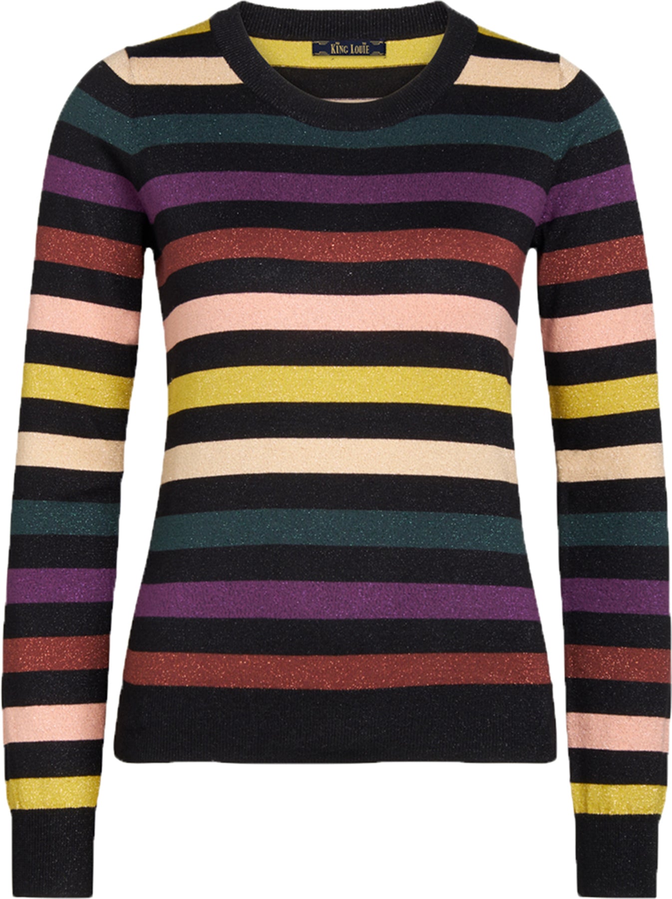 King_Louie_STRIPE_Vintage_GLITZER_Streifen_Langarm_PULLOVER_Oberteil_killer_kirsche