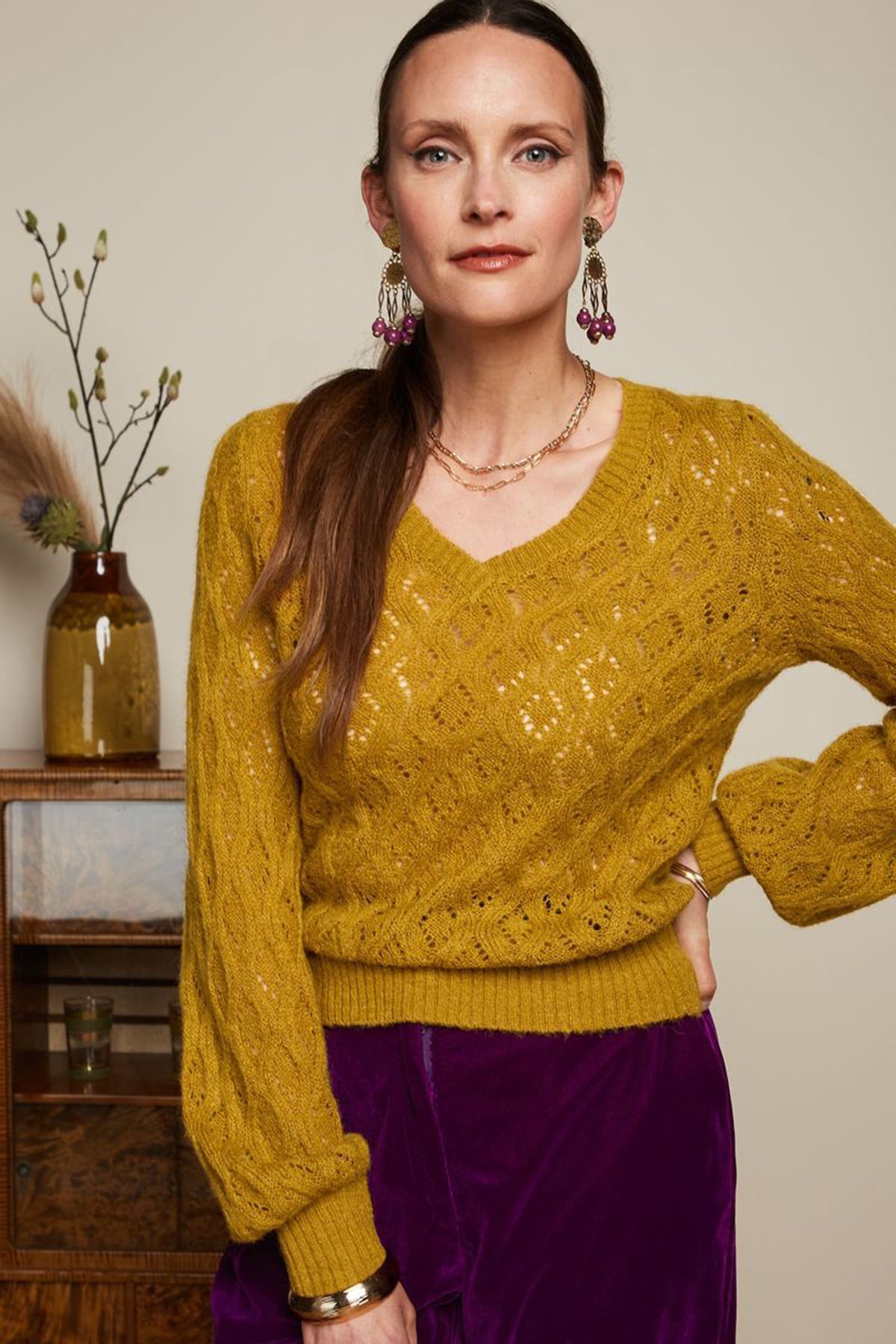 King_Louie_V_NECK_BORGO_Vintage_LOCHMUSTER_Ballonaermel_PULLOVER_-_Koi_Yellow_Killer_Kirsche-2XvHqRXWGVusas
