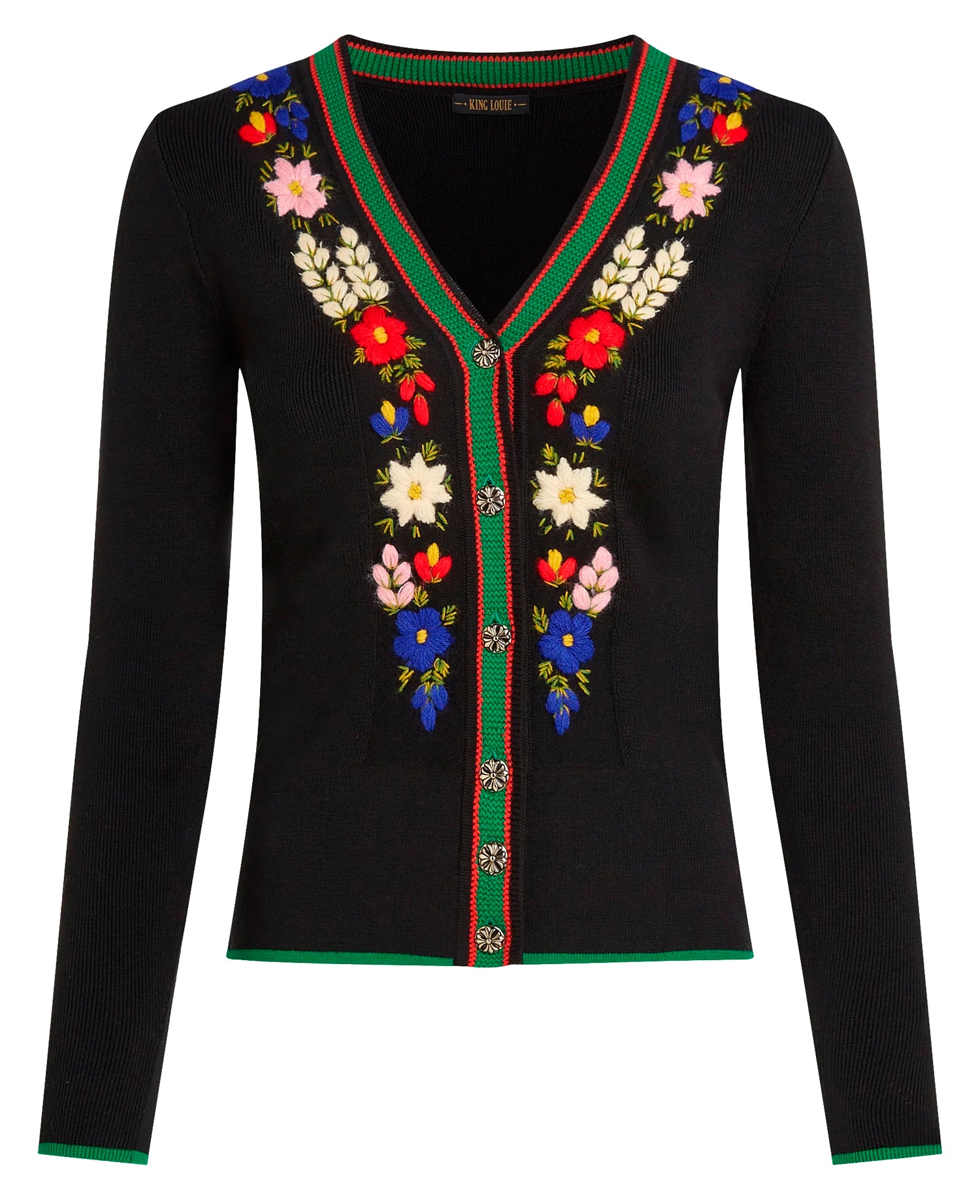King_Louie_V_RIB_CARDI_PERRY_Floral_Vintage_V-Neck_Folklore_CARDIGAN_Strickjacke_-_Schwarz-1MkrGmLCxYMEeV