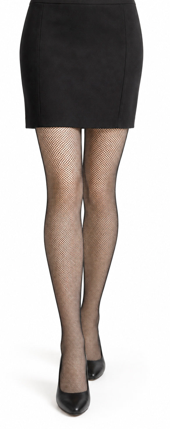 Klassische «Vintage Vibes» Netzstrumpfhose, kleines Netzmuster, schwarz