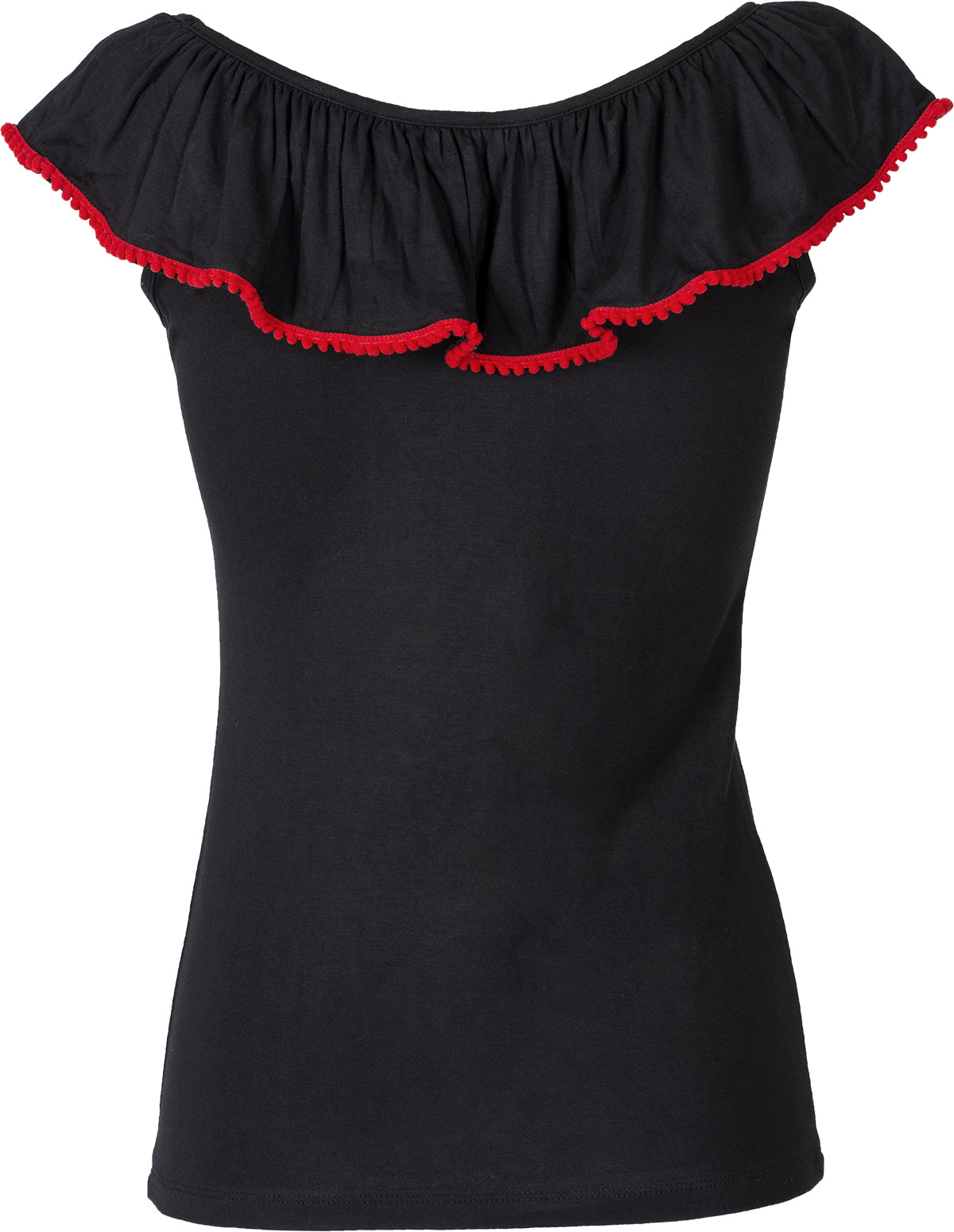 Kuestenluder_ADRIENNE_Vintage_POMPOM_Volant_OBERTEIL_Top_Schwarz-3