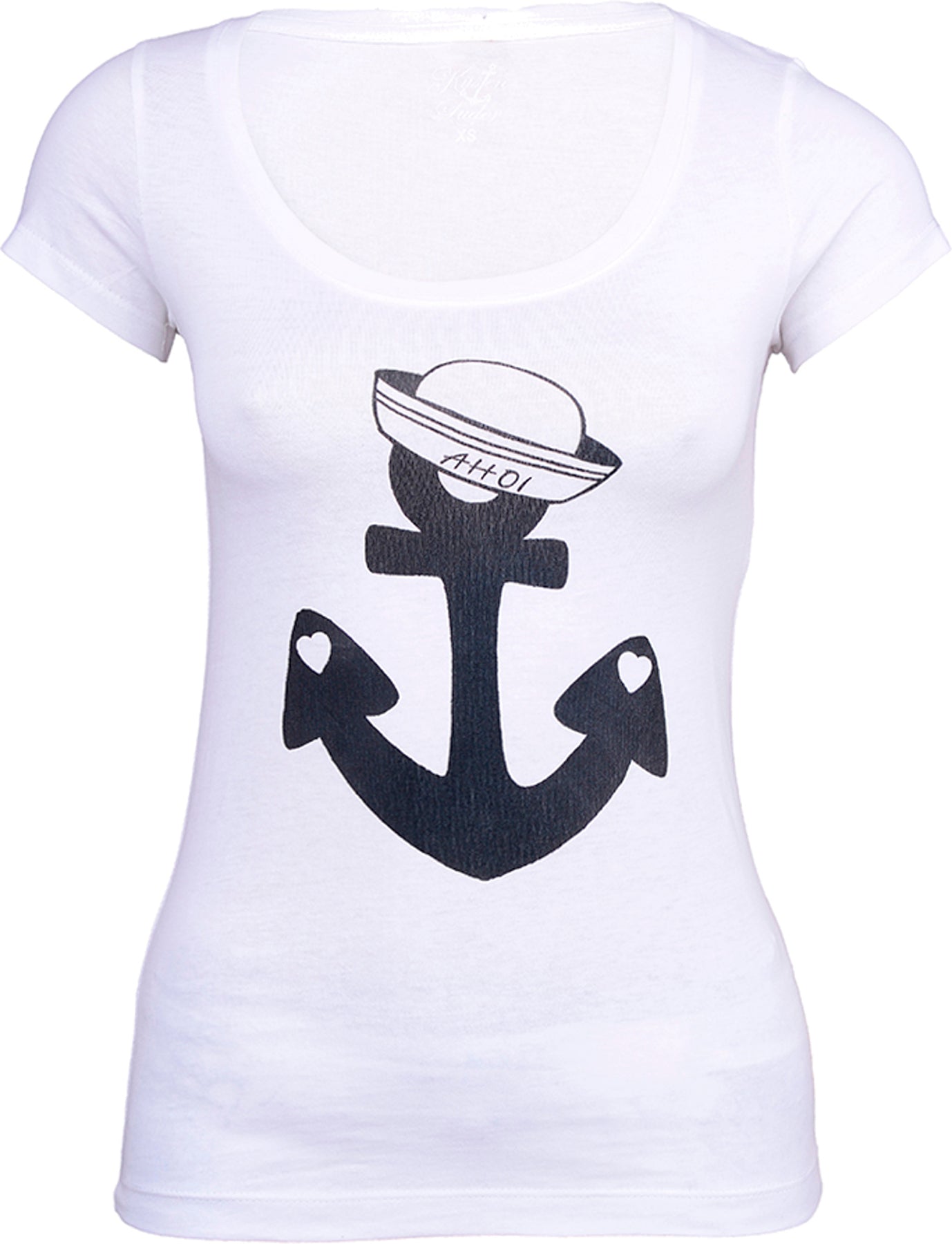 Kuestenluder_AHOY_Sailors_HAT_on_ANCHOR_Nautical_SHIRT_-_Weiss_killer_kirsche