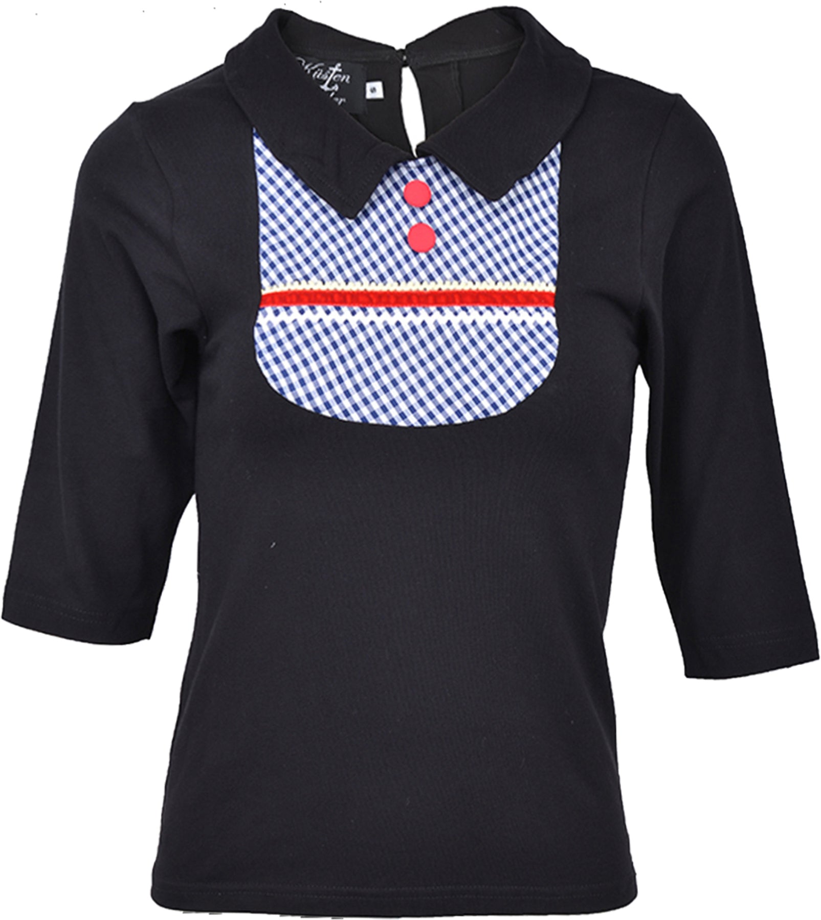 Kuestenluder_AIMEE_Scot_Pin_Up_Vintage_COLLAR_3_4_Arm_SHIRT_-_Blau_killer_kirsche