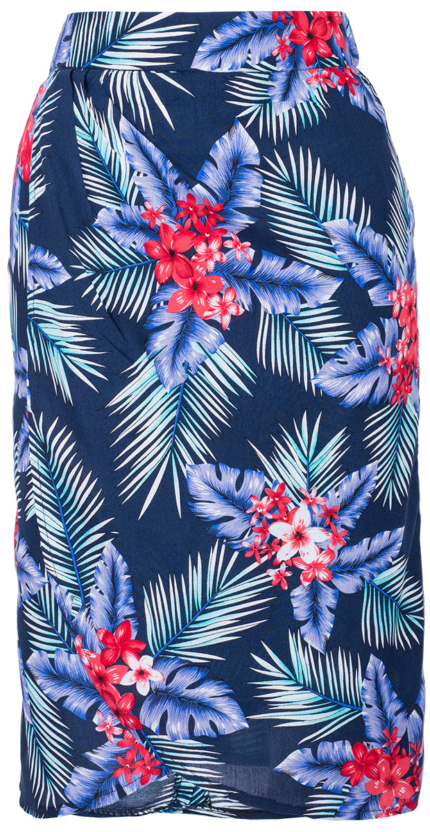 Kuestenluder_AOLANI_Palm_Leaf_FRANGIPANI_Pencil_SARONG_Rock_Blau-1