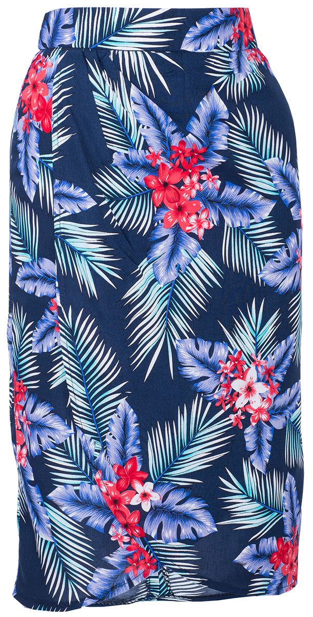 Kuestenluder_AOLANI_Palm_Leaf_FRANGIPANI_Pencil_SARONG_Rock_Blau-2