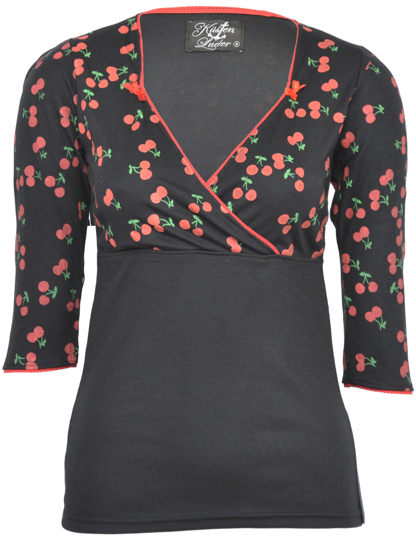 Kuestenluder_BESSIE_Cherry_Kirschen_V-Neck_3_4_Arm_SHIRT_killer_kirscheYKK0lvc3oz6Ge