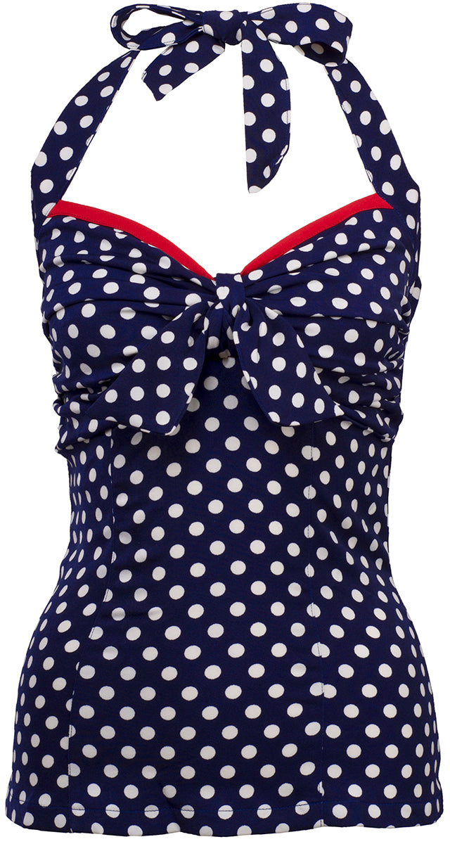 Kuestenluder_BETHEL_Retro_POLKA_DOTS_Punkte_Pin_Up_Neckholder_TOP_-_BlauXmQN9wgkC6KlO