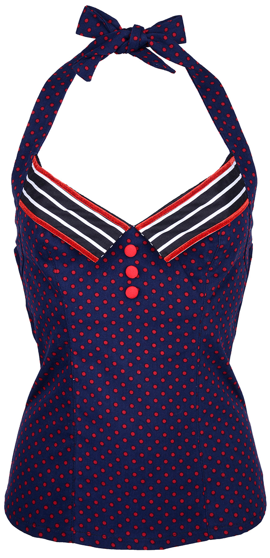 Kuestenluder_CAMIE_Sailor_Pin_Up_Polka_Dots_PUNKTE_Retro_Neckholder_TOP_killer_kirsche