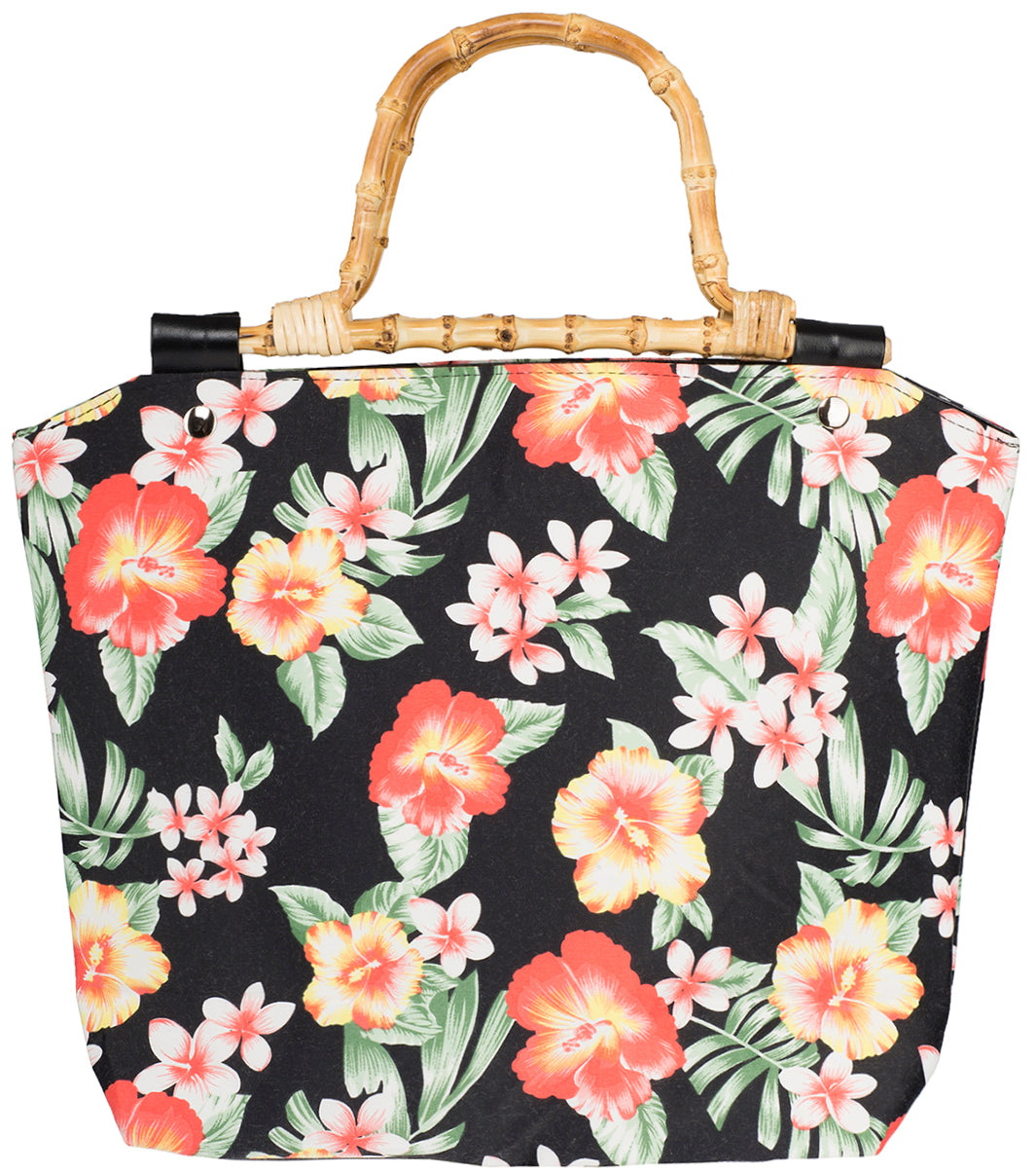 Kuestenluder_CARLIE_Vintage_HIBISCUS_Frangipani_50s_Bamboo_Handle_TASCHE