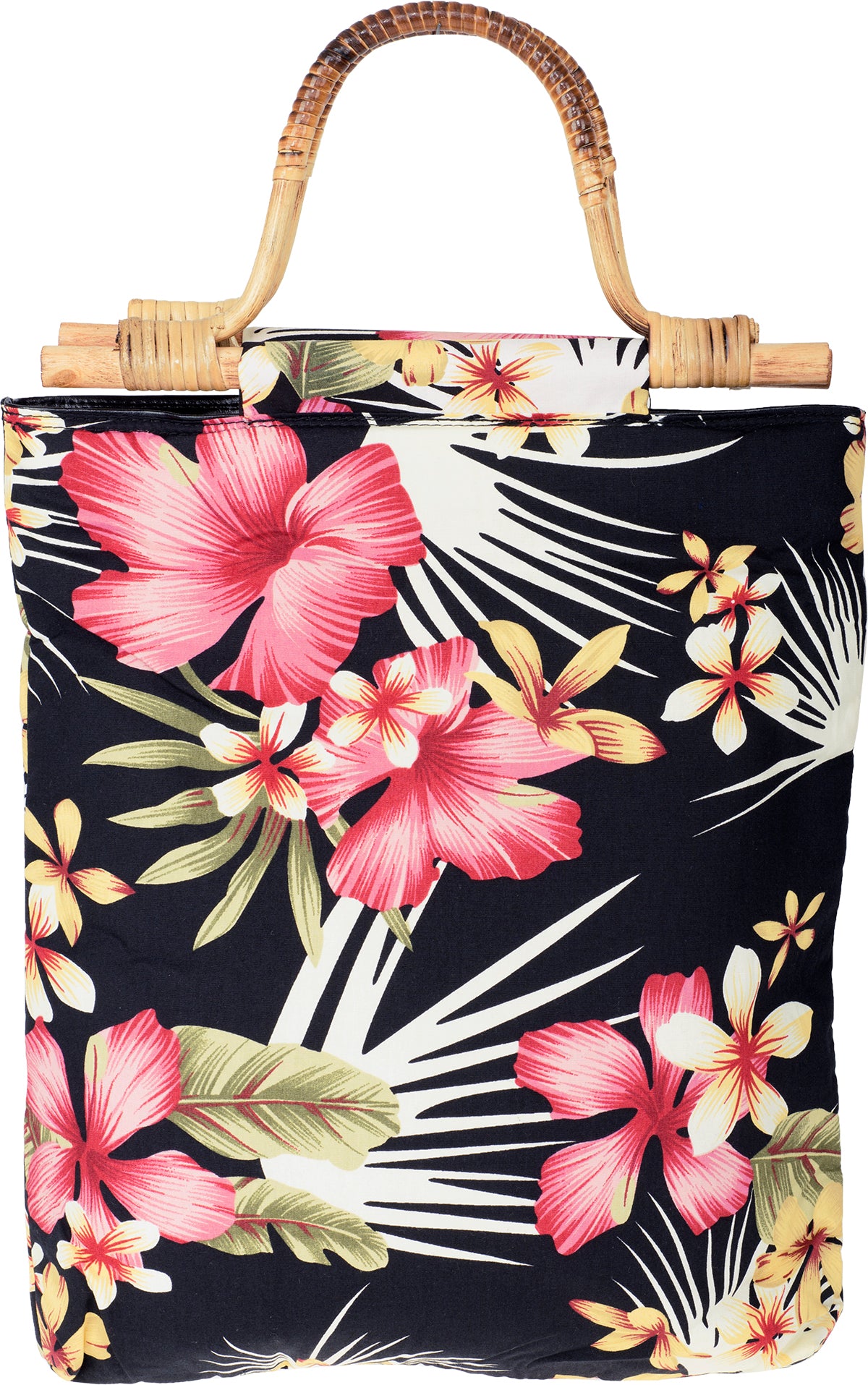 Kuestenluder_CATHLEN_Tropical_HIBISKUS_Blumen_Bambushenkel_HANDTASCHE_schwarz-1