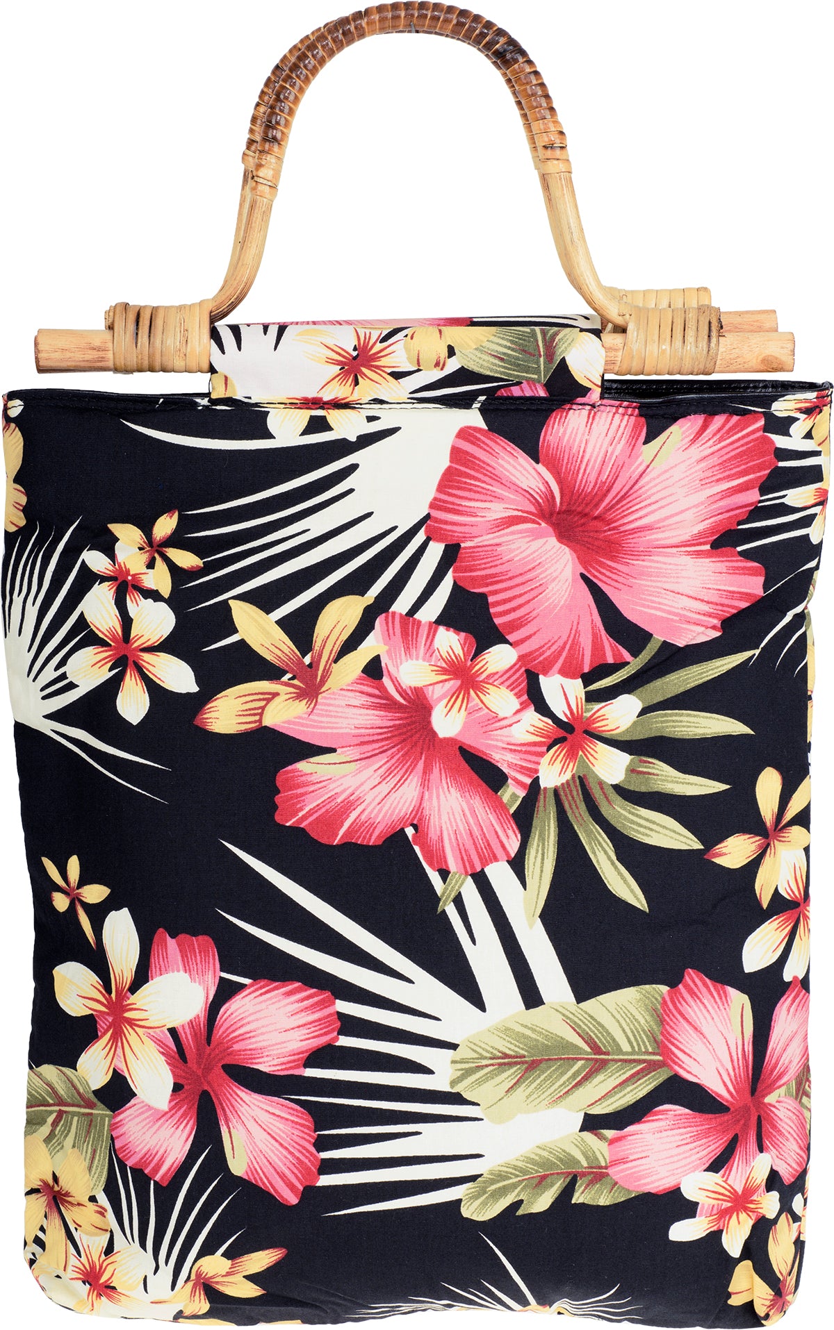 Kuestenluder_CATHLEN_Tropical_HIBISKUS_Blumen_Bambushenkel_HANDTASCHE_schwarz-4