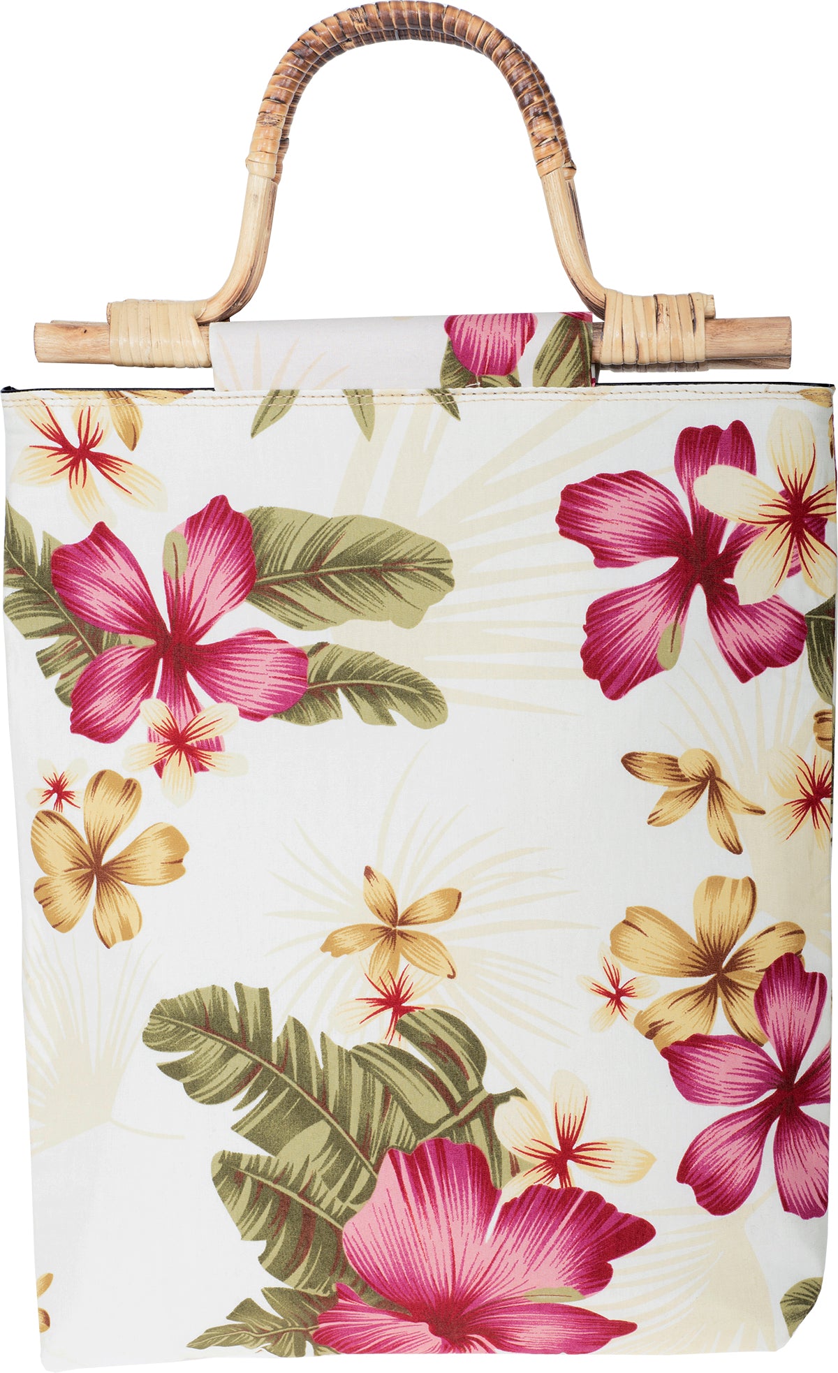 Kuestenluder_CATHLEN_Tropical_HIBISKUS_Blumen_Bambushenkel_HANDTASCHE_weiss-1