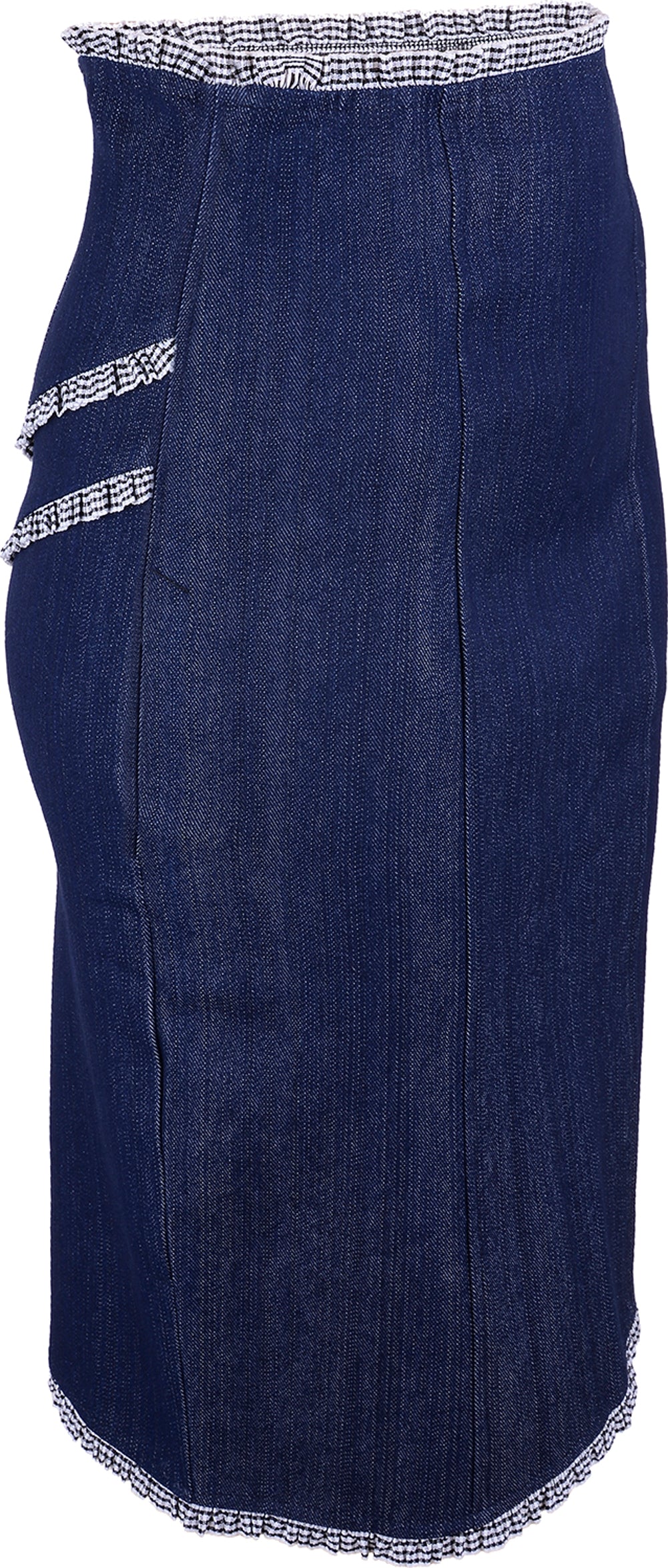 Kuestenluder_CECILY_Jeans_Denim_PIN_UP_Ruffle_VICHY_Pencil_Skirt_blau_2