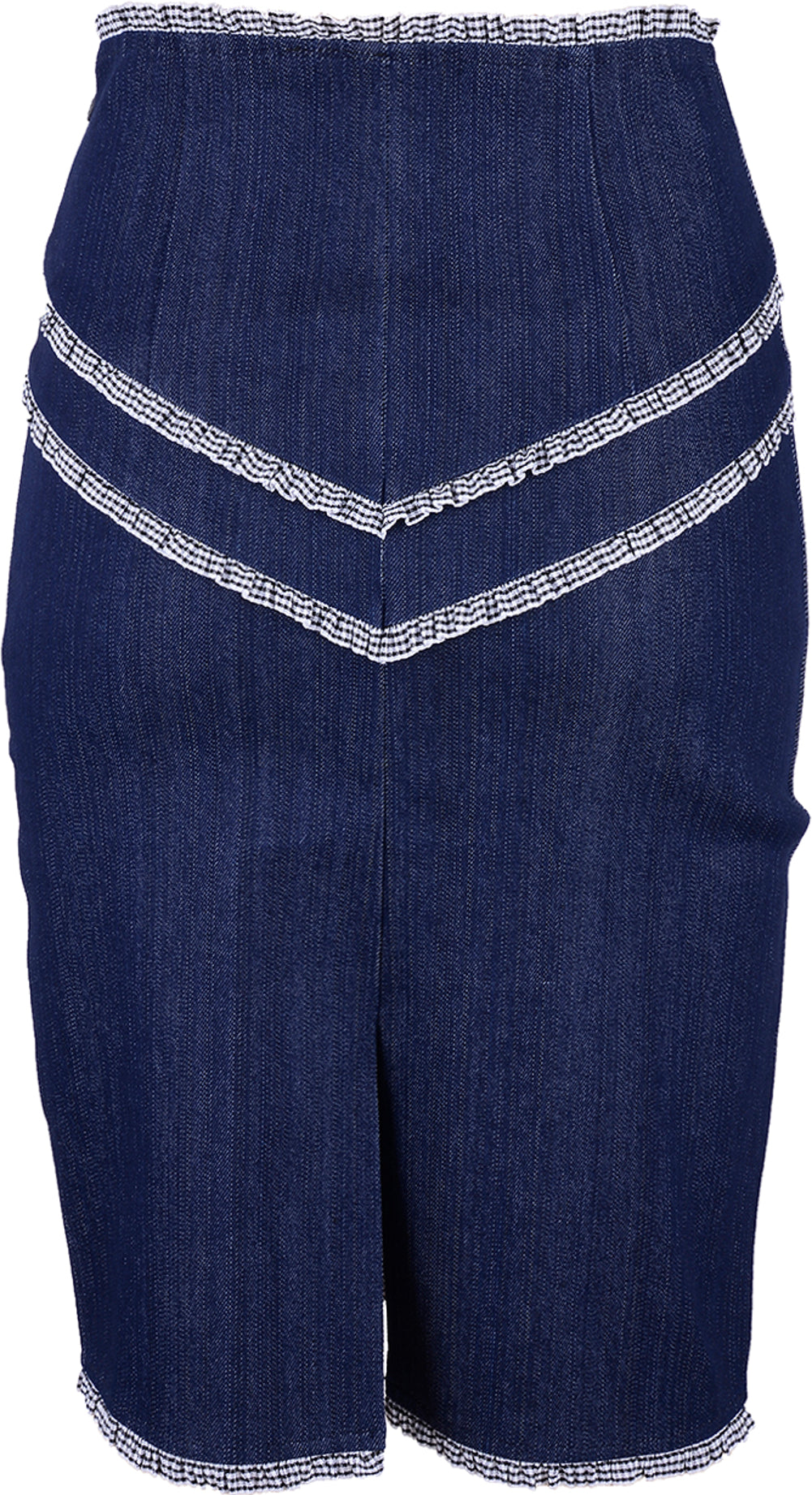 Kuestenluder_CECILY_Jeans_Denim_PIN_UP_Ruffle_VICHY_Pencil_Skirt_blau_3