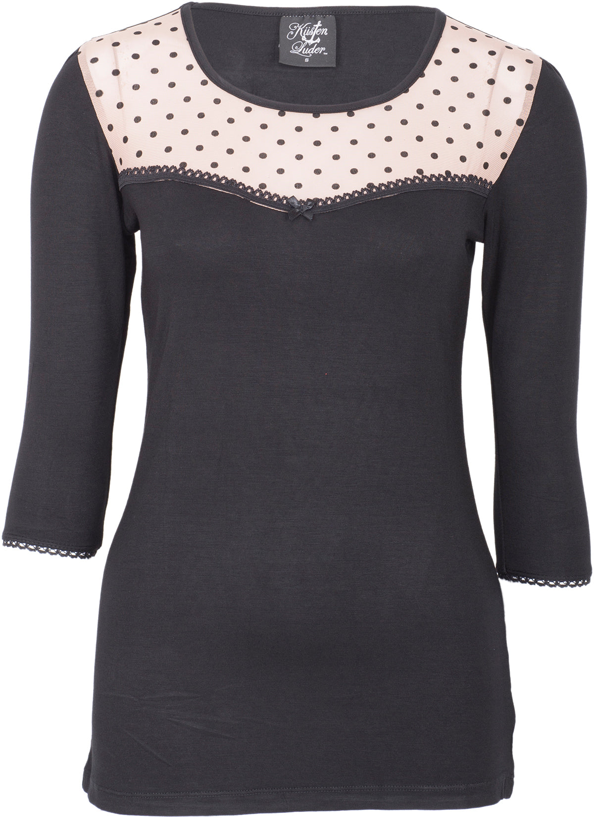 Kuestenluder_CHARLIE_Vintage_Tulle_POLKA_DOTS_Punkte_50s_SHIRT_-_Beige