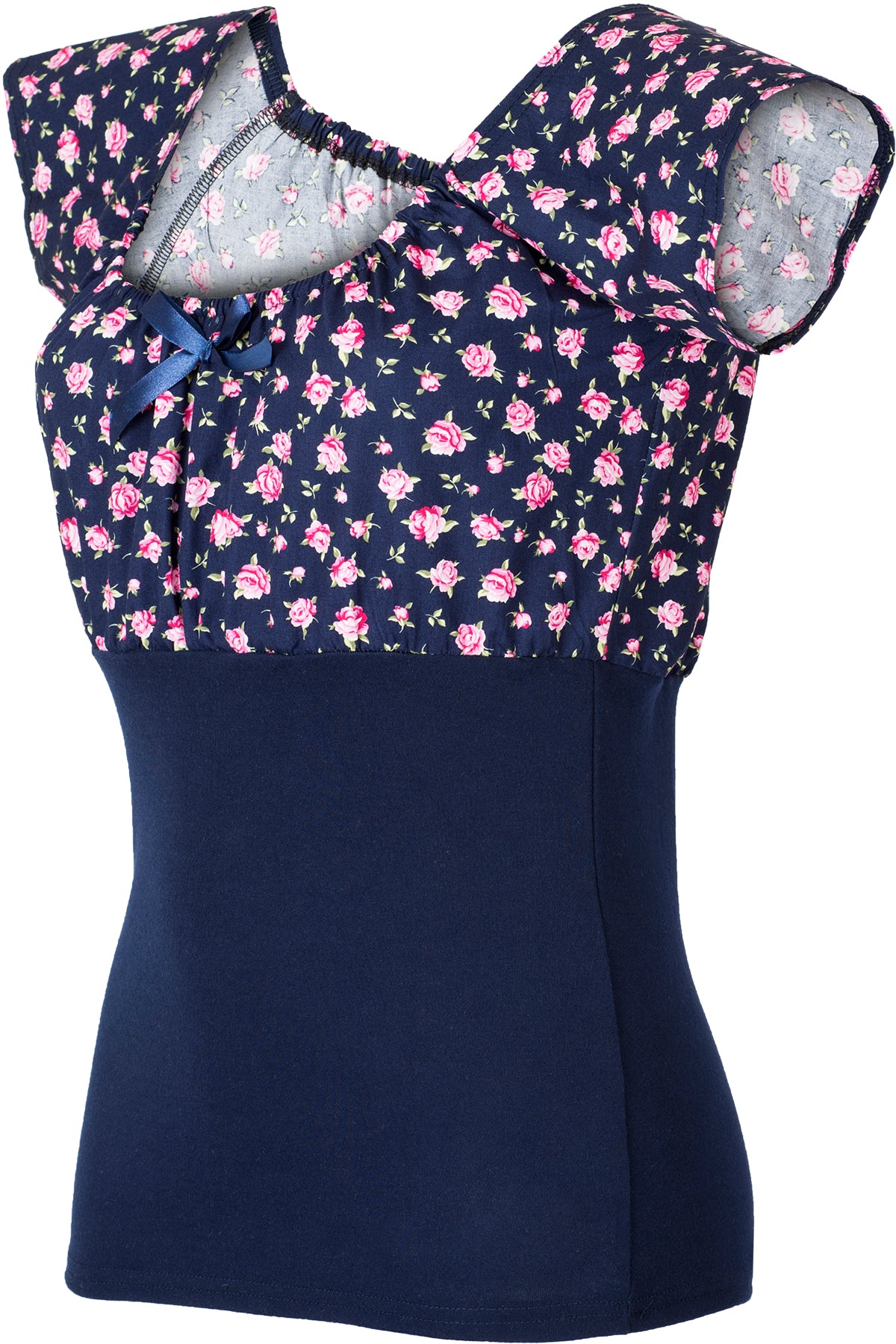 Kuestenluder_DIXIE_50s_Vintage_ROSE_Floral_Bow_Bluse_SHIRT_Dunkelblau-24kVQqm5D5N0qZ