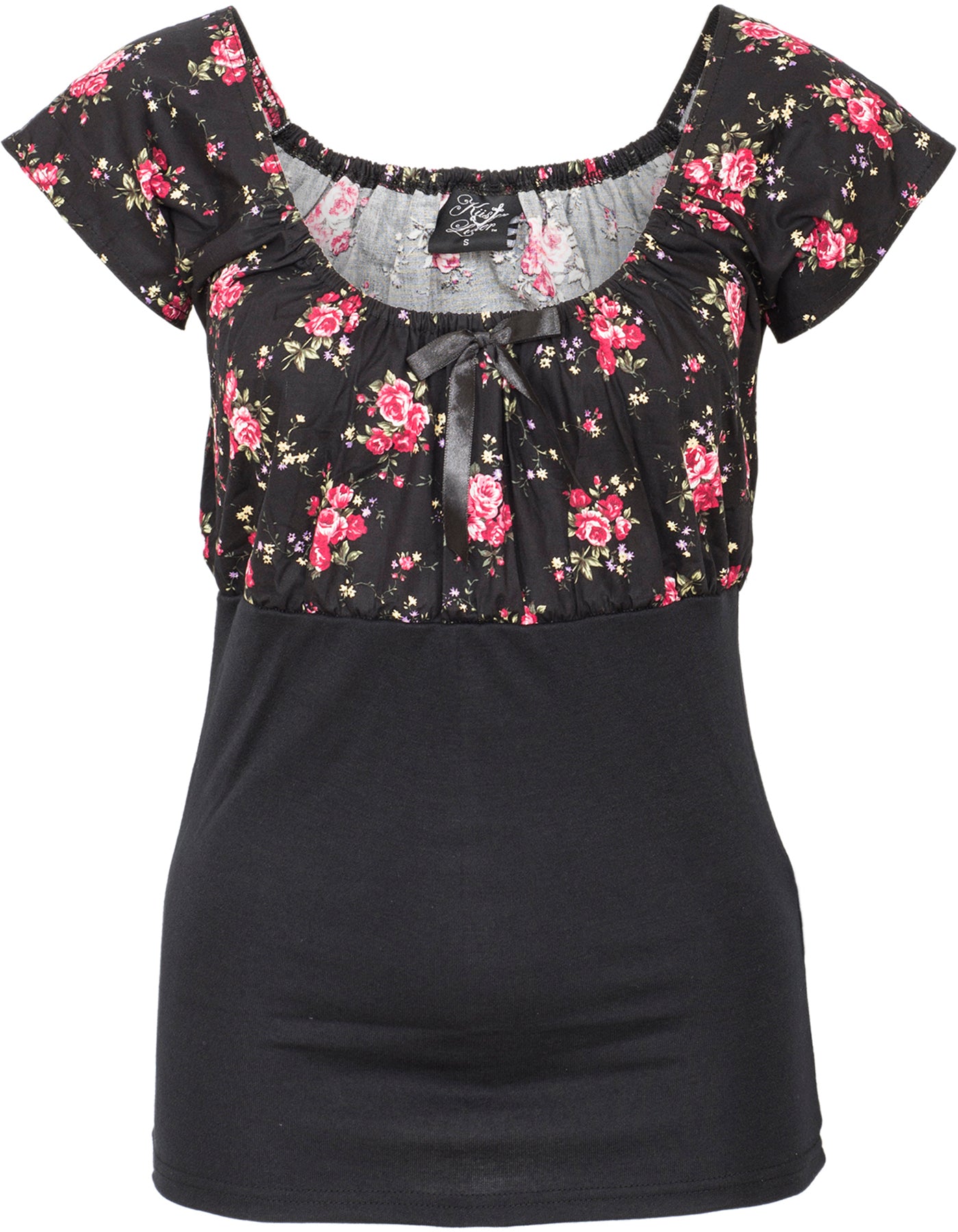 Kuestenluder_DIXIE_Vintage_Floral_ROSEN_Bow_Bluse_SHIRT_killer_kirsche