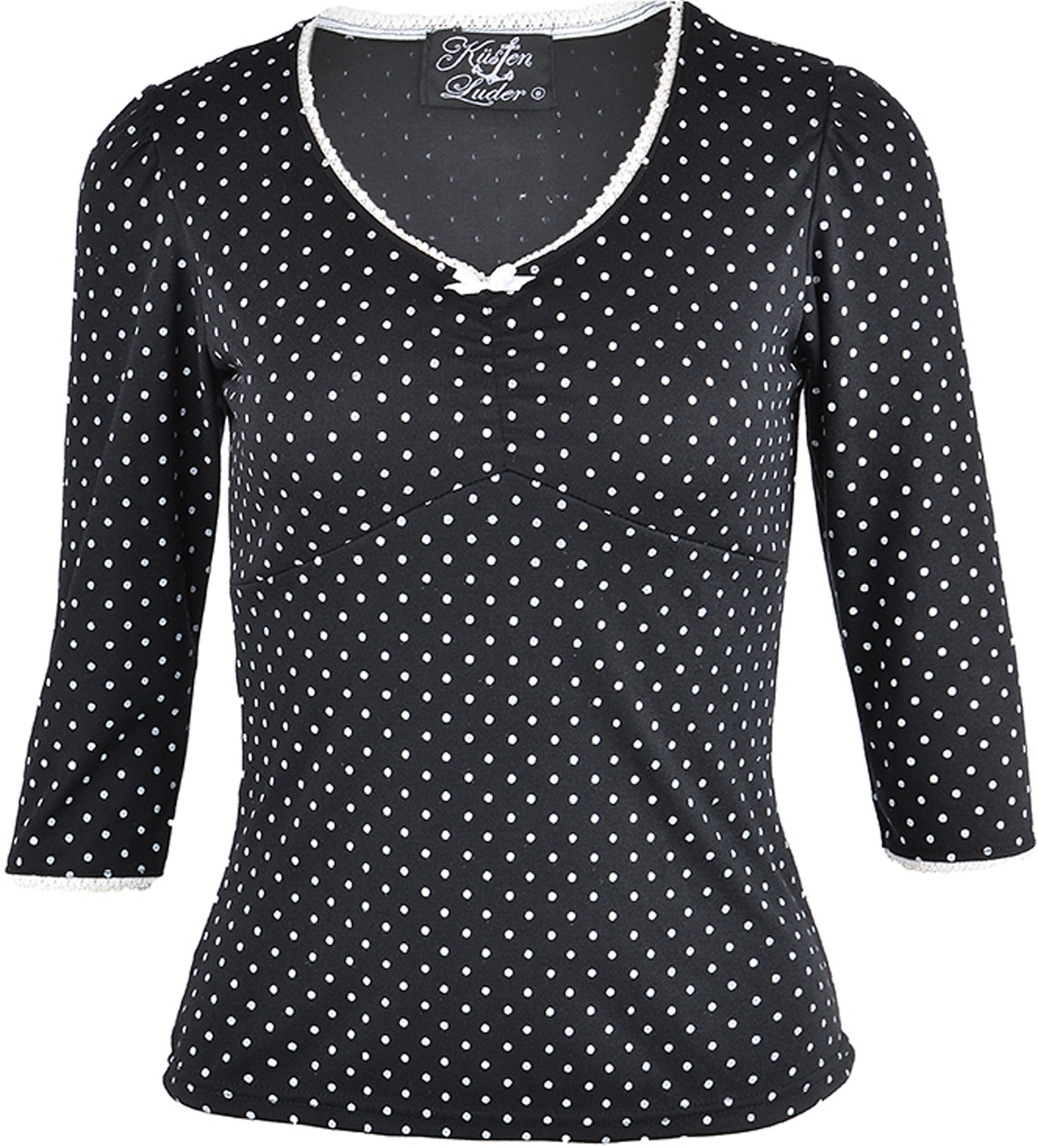 Kuestenluder_ELIZA_Retro_POLKA_DOTS_50s_Punkte_V-Neck_SHIRT_killer_kirscheDt1uo2Oh0lbwT