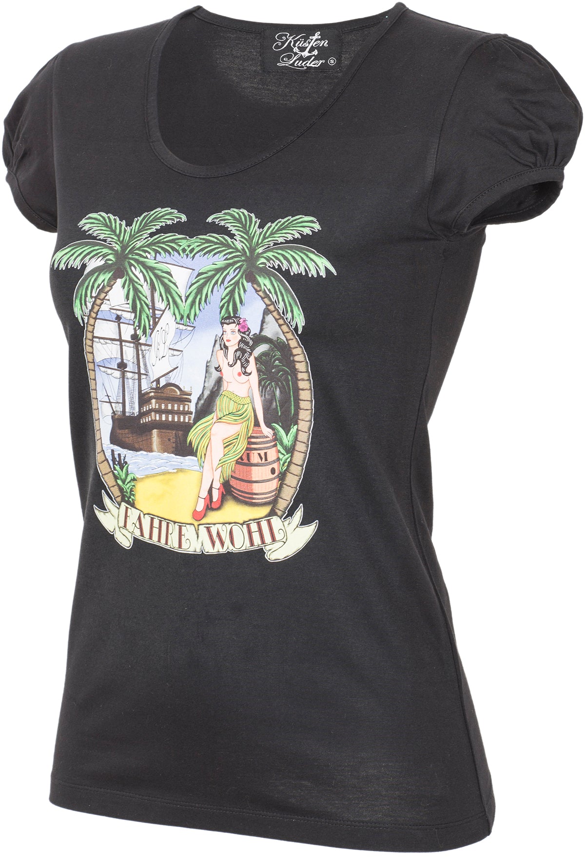 Kuestenluder_FAHRE_WOHL_Sailor_SCHIFF_Ship_Hawaiian_Pin_Up_SHIRT_-_Schwarz-2