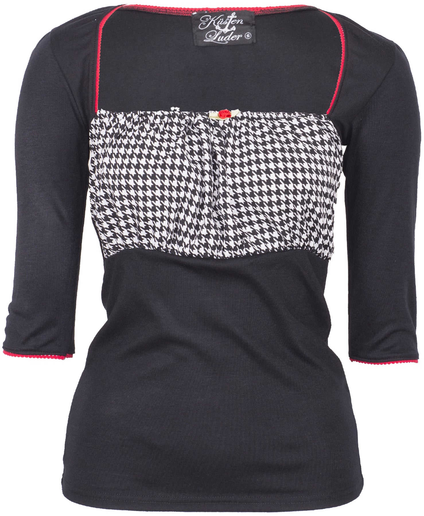 Kuestenluder_FELISA_Dogtooth_Hahnentritt_Vintage_Red_Rose_SHIRT_killer_kirscheLq23mdV931saK