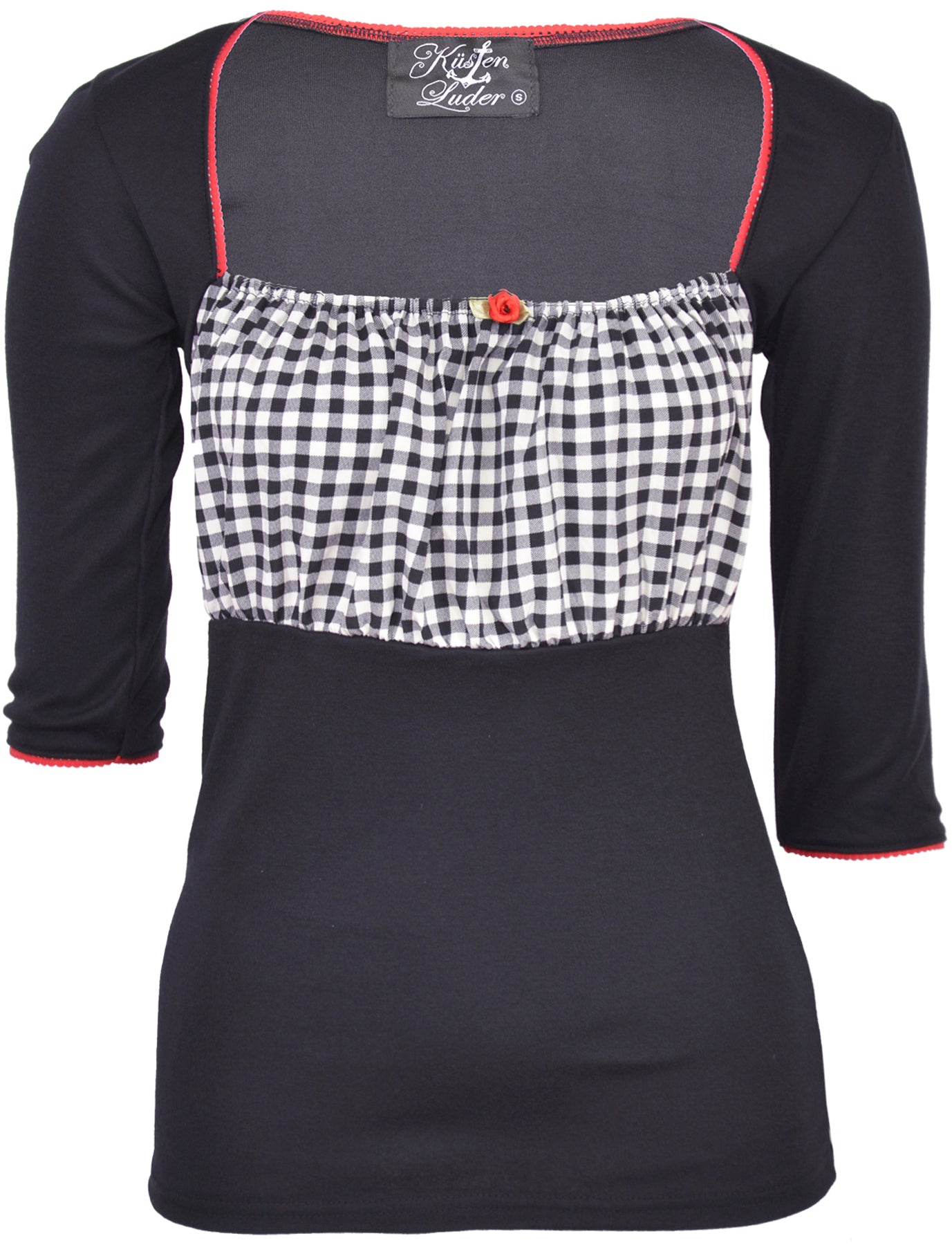 Kuestenluder_FELISA_Vichy_PEPITA_Gingham_Vintage_Red_Rose_SHIRT_killer_kirsche