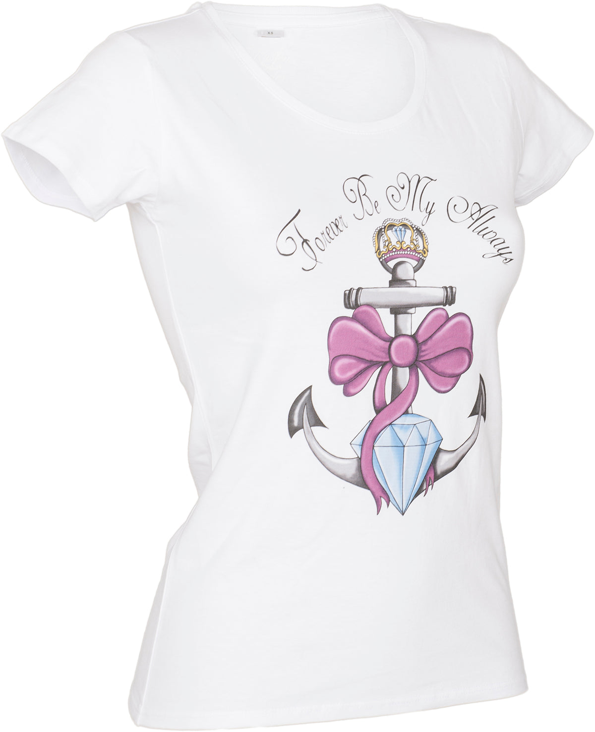 Kuestenluder_FOREVER_BE_MY_ALWAYS_Anker_Diamant_Schleife_Krone_SHIRT_-_Weiss-24UvTSd01Uszur