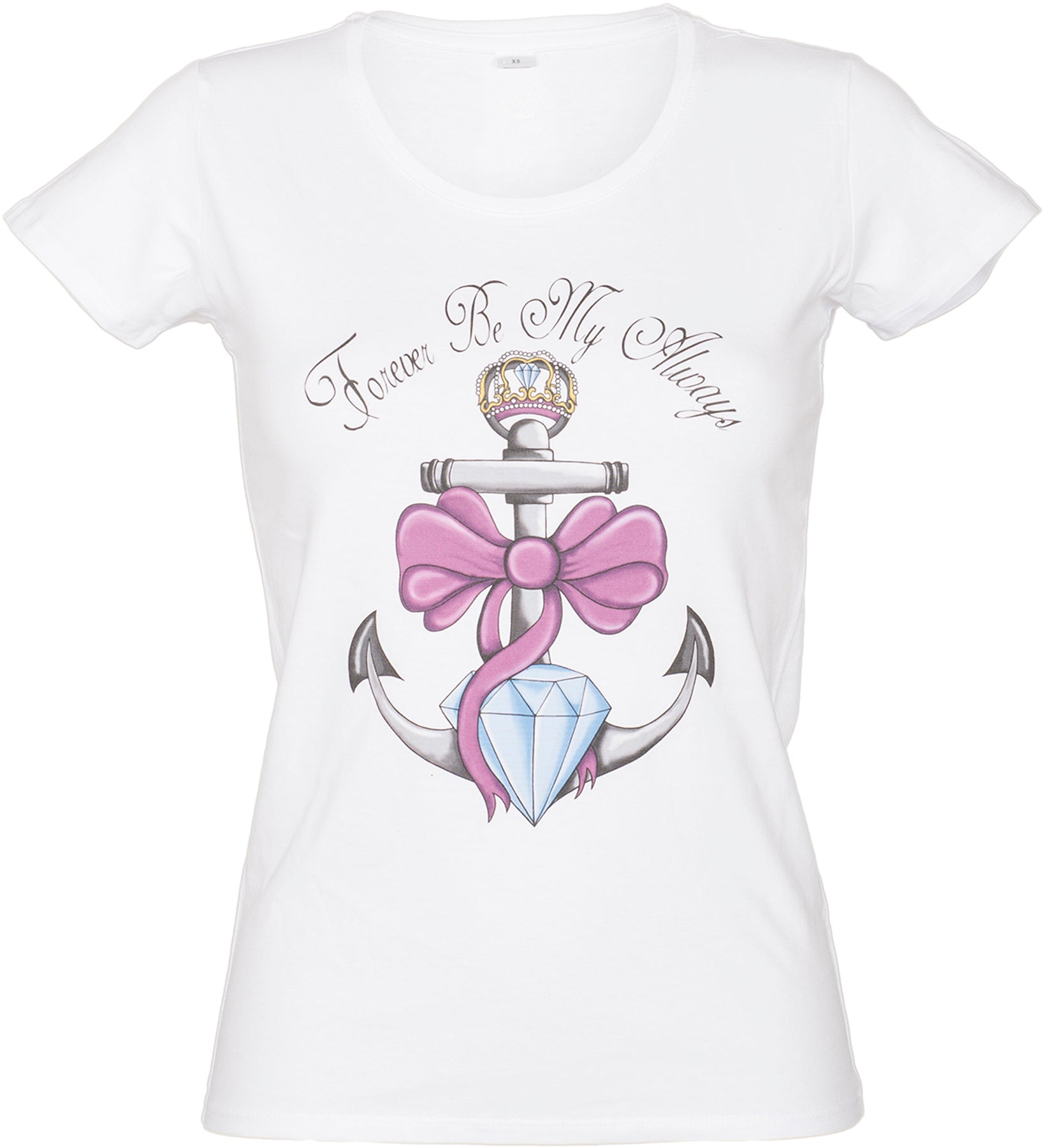 Kuestenluder_FOREVER_BE_MY_ALWAYS_Anker_Diamant_Schleife_Krone_SHIRT_-_Weiss_killer_kirscheZeVXOUV8daFCT