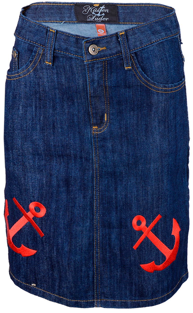 Kuestenluder_FRONI_Red_Anchor_Sailor_Anker_JEANS_Rock_skirt_killer_kirsche