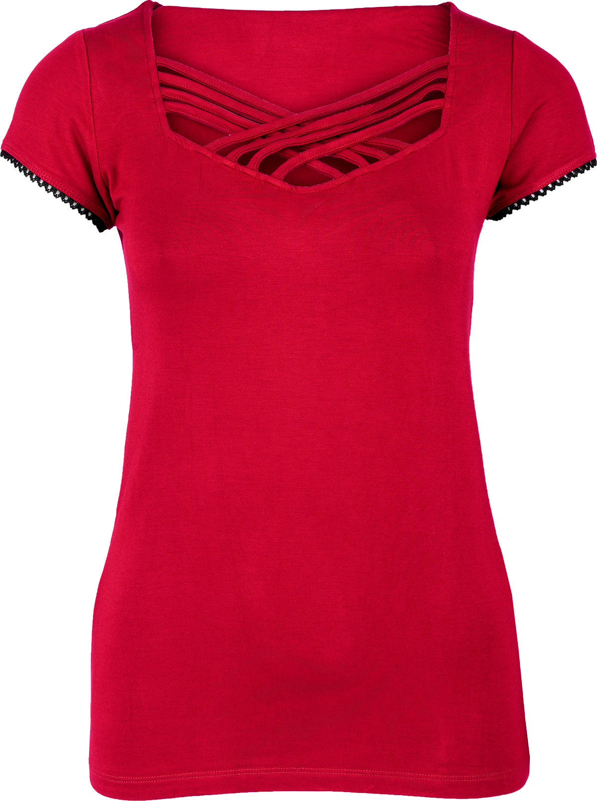 Kuestenluder_GINY_Vintage_PLAIN_Kurzarm_Basic_Oberteil_SHIRT_Kirschrot-1