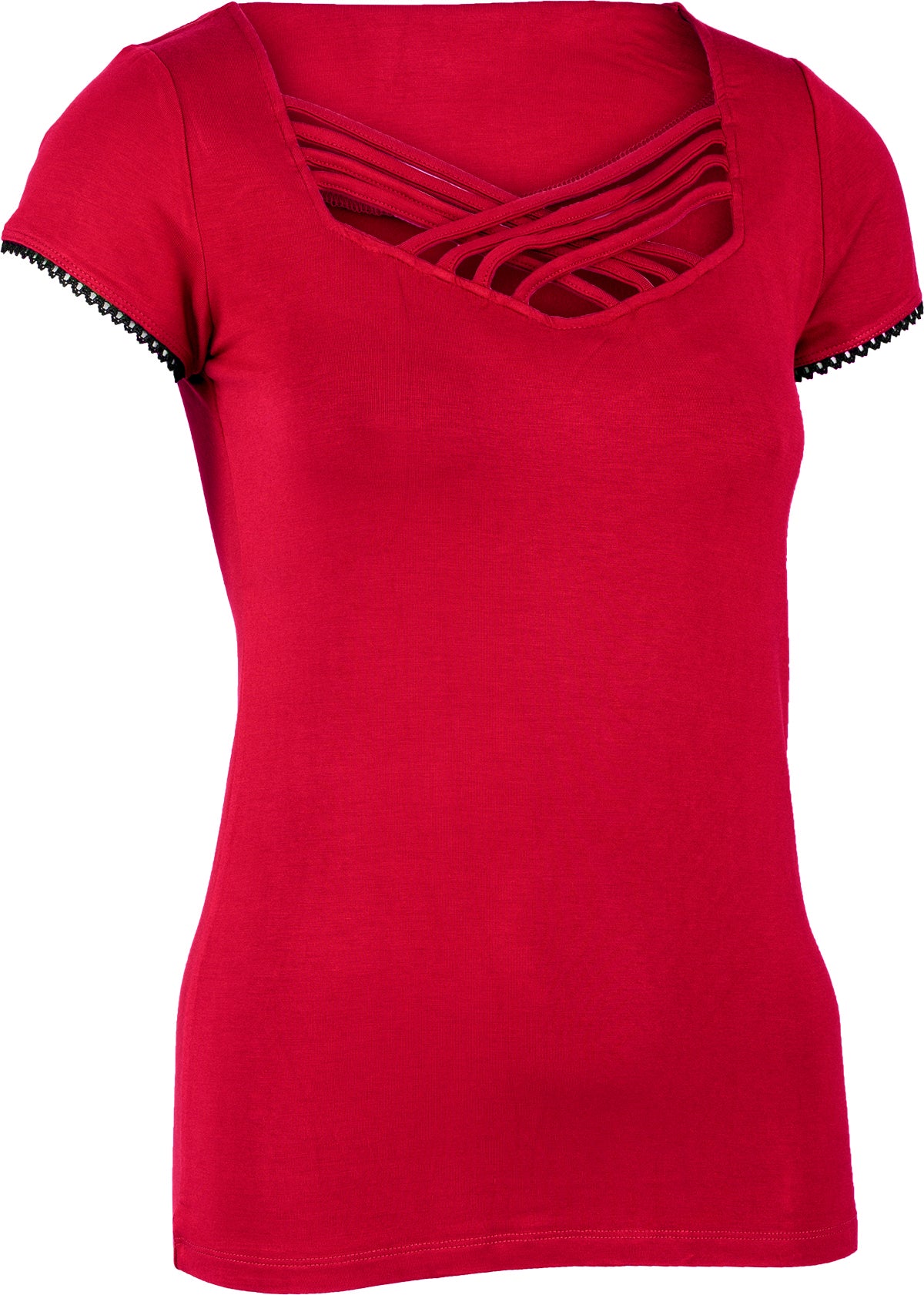 Kuestenluder_GINY_Vintage_PLAIN_Kurzarm_Basic_Oberteil_SHIRT_Kirschrot-3