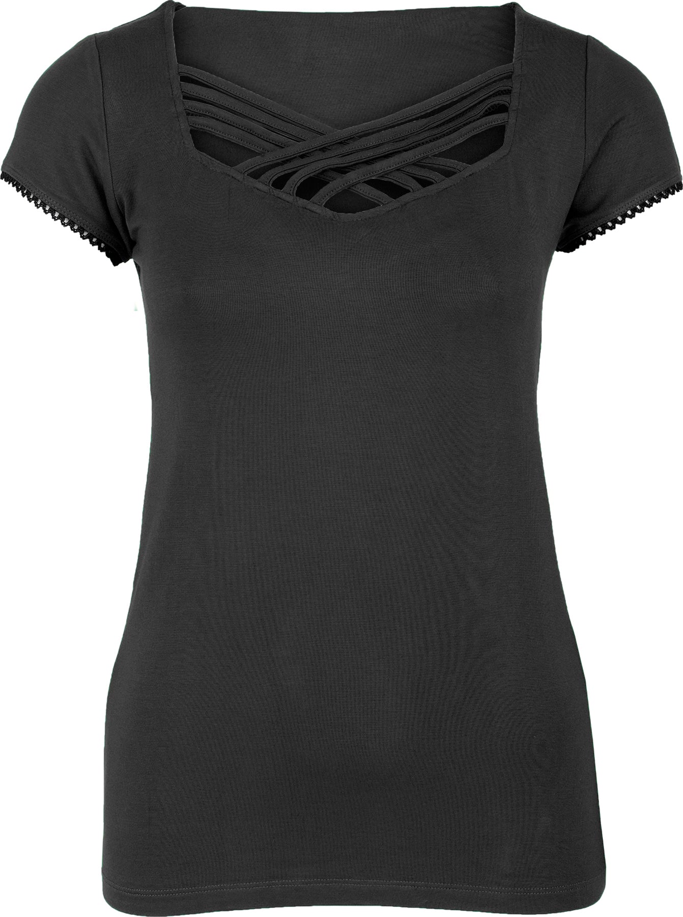 Kuestenluder_GINY_Vintage_PLAIN_Kurzarm_Basic_Oberteil_SHIRT_Schwarz_killer_kirsche