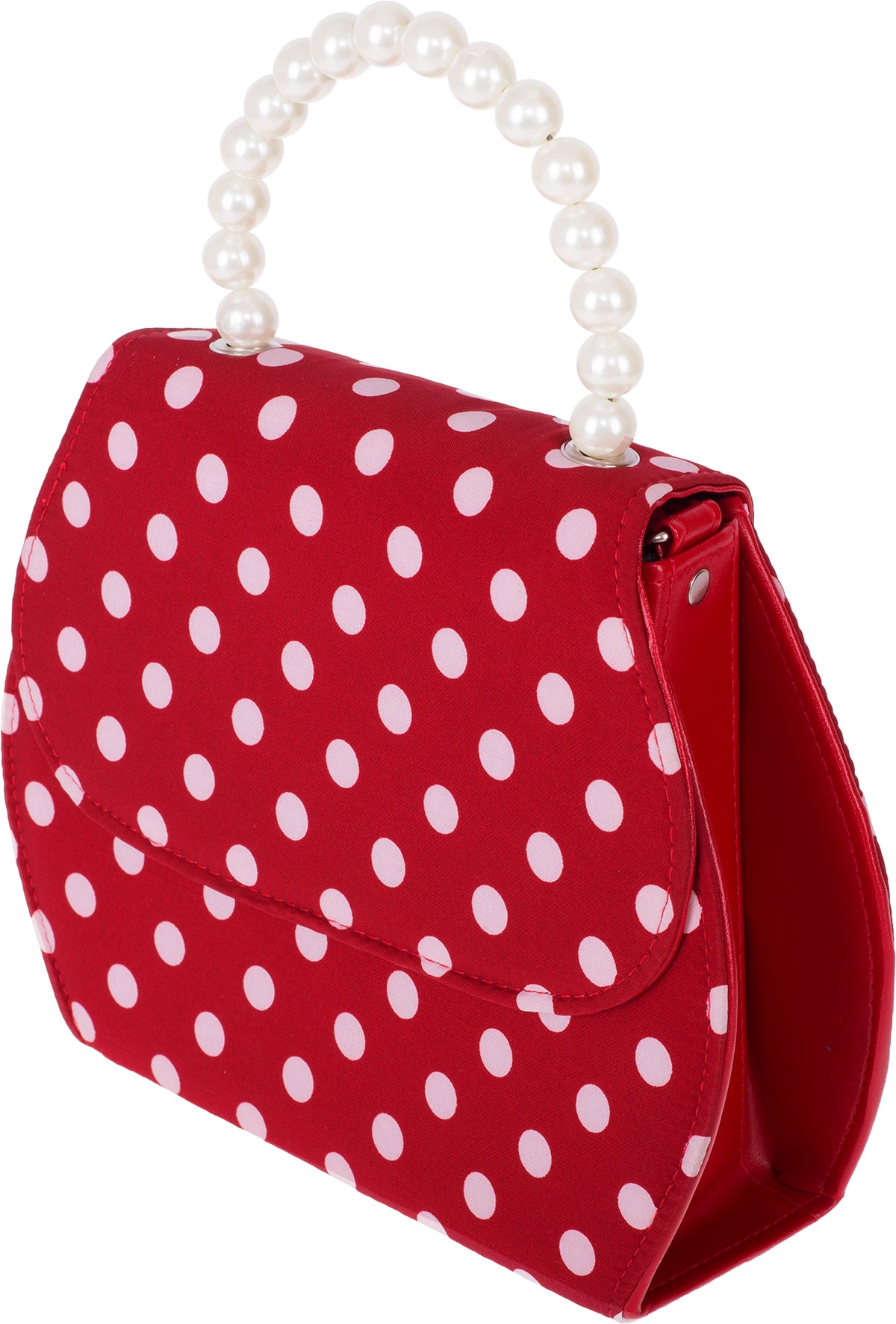 Kuestenluder_GWENNY_40s_Polka_Dot_Punkte_PERLEN_Pearl_Handtasche_Rot-2