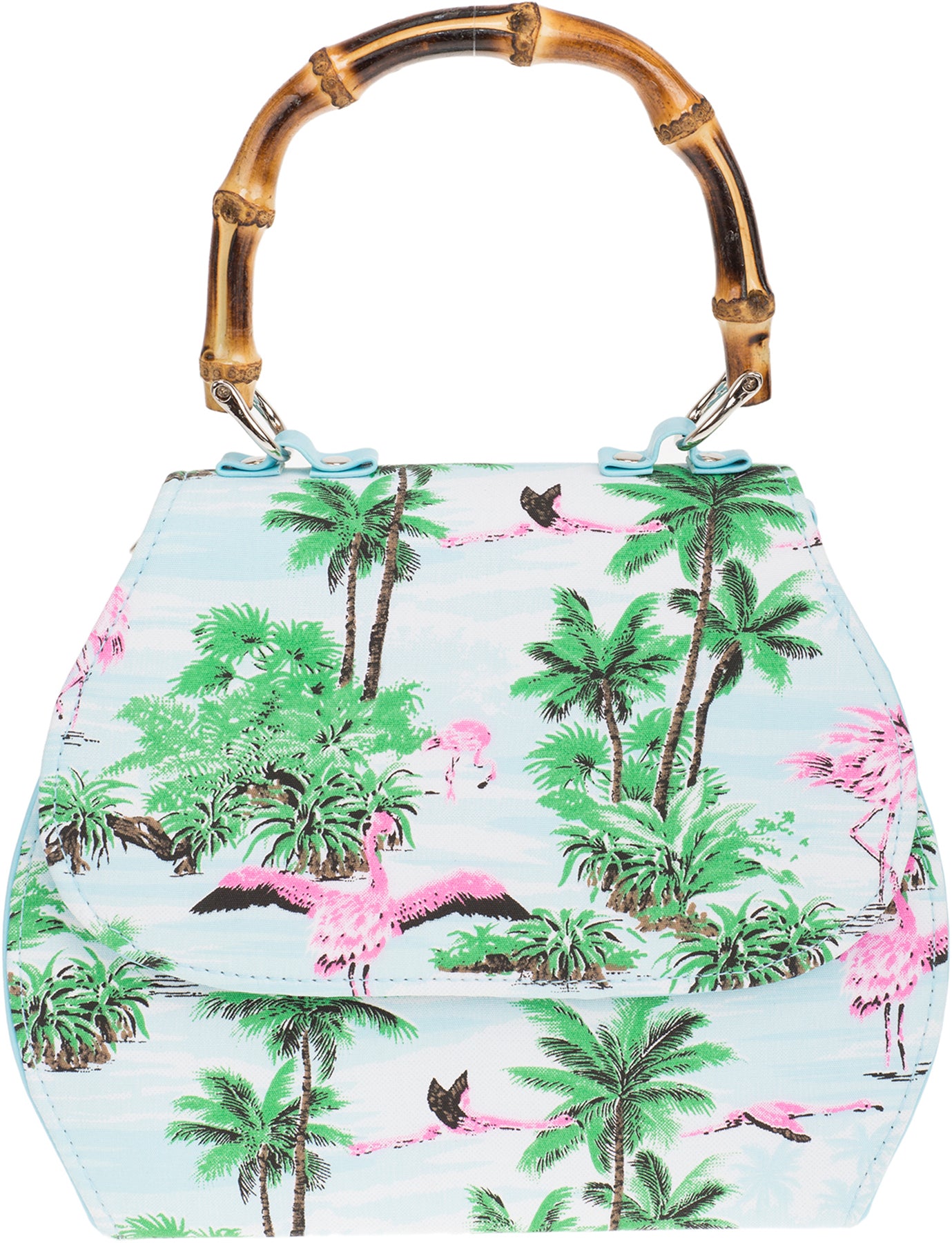 Kuestenluder_GWEN_TIKI_FLAMINGO_40s_Bambus_Vintage_BAMBOO_Palm_TASCHE_killer_kirsche